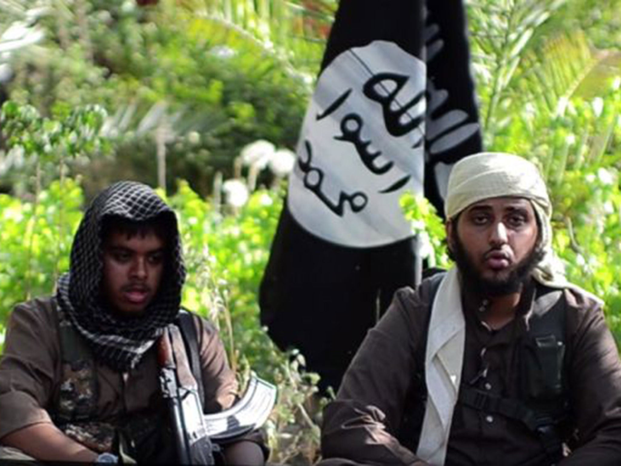 Reyaad Khan, left, and Nasser Muthana, both 20 and from Cardiff, appear in a Youtube video aimed at recruiting jihadists