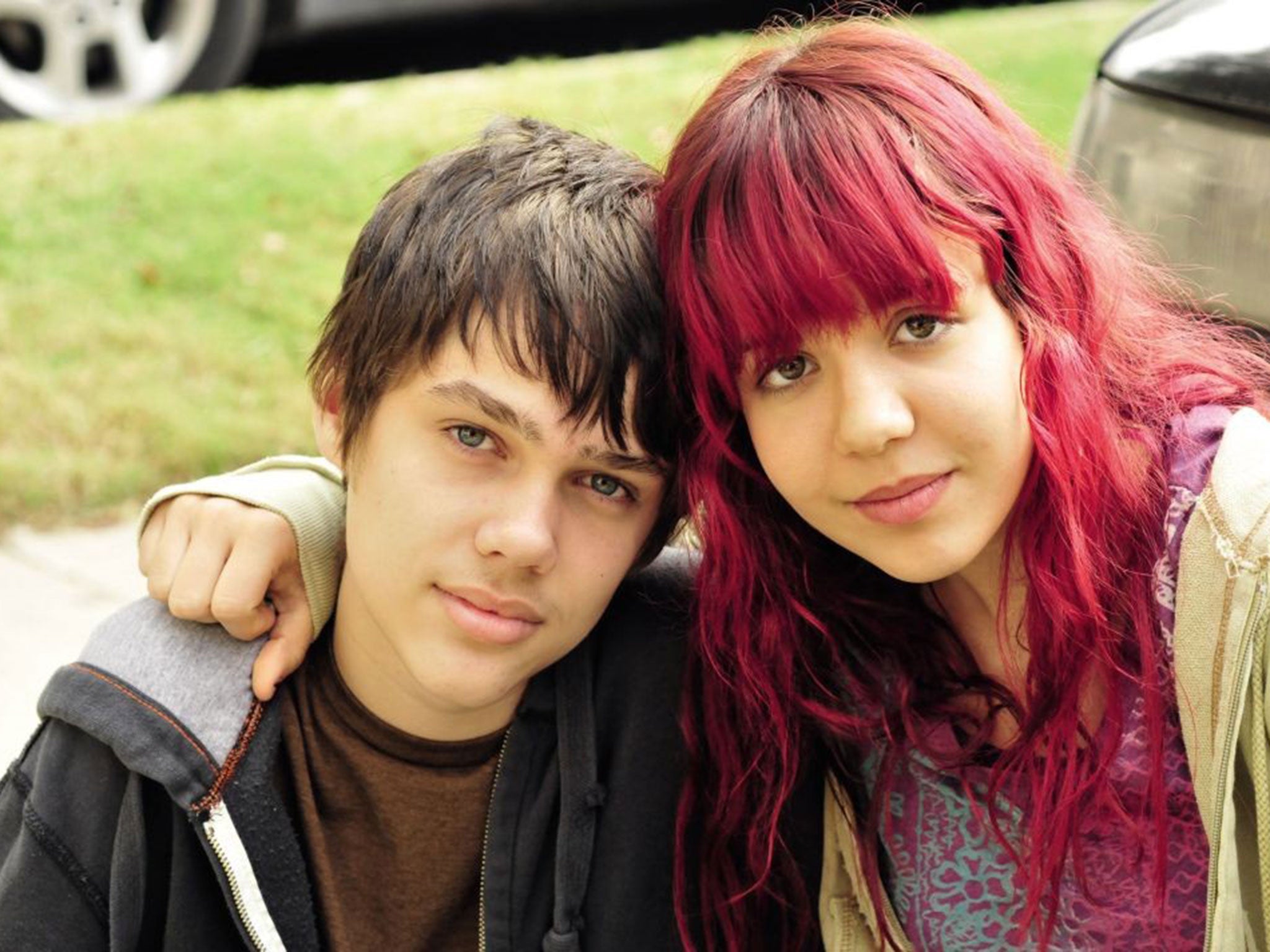 Ellar Coltrane as a young Mason with screen sister, Lorelei Linklater