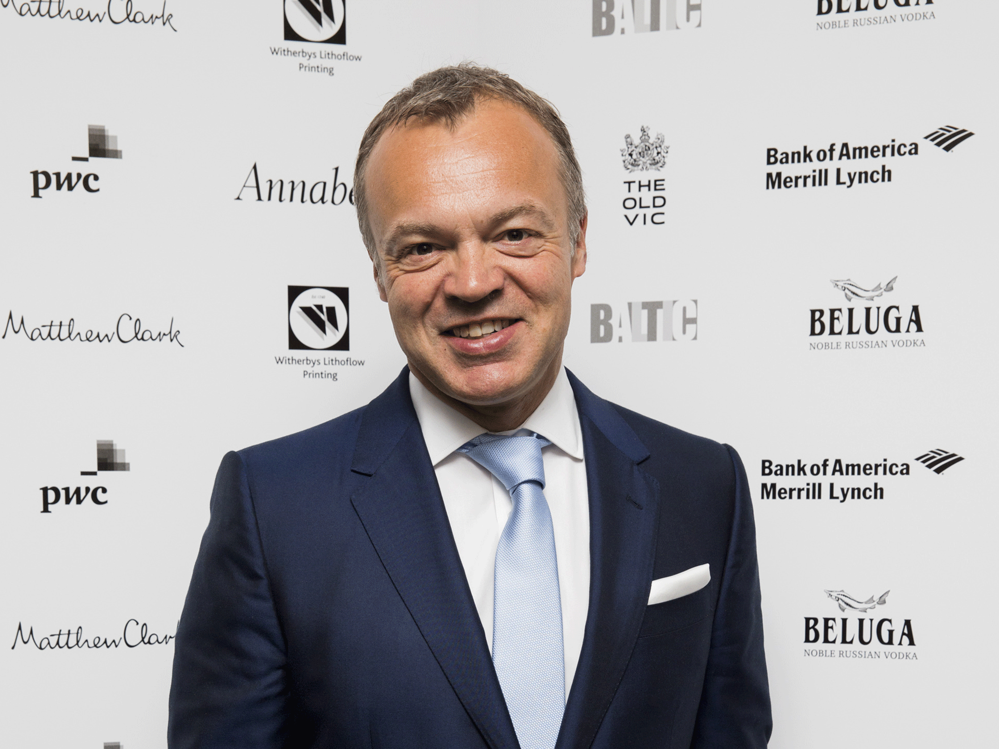 Graham Norton pictured at The Old Vic's Clarence Darrow Final Night Gala, earlier in June.