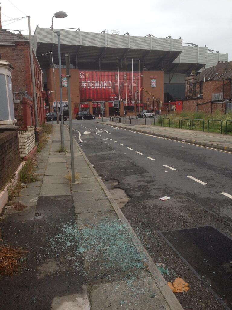 The break in took place in the shadow of Anfield, in Liverpool. Source: Twitter/John O'Shea