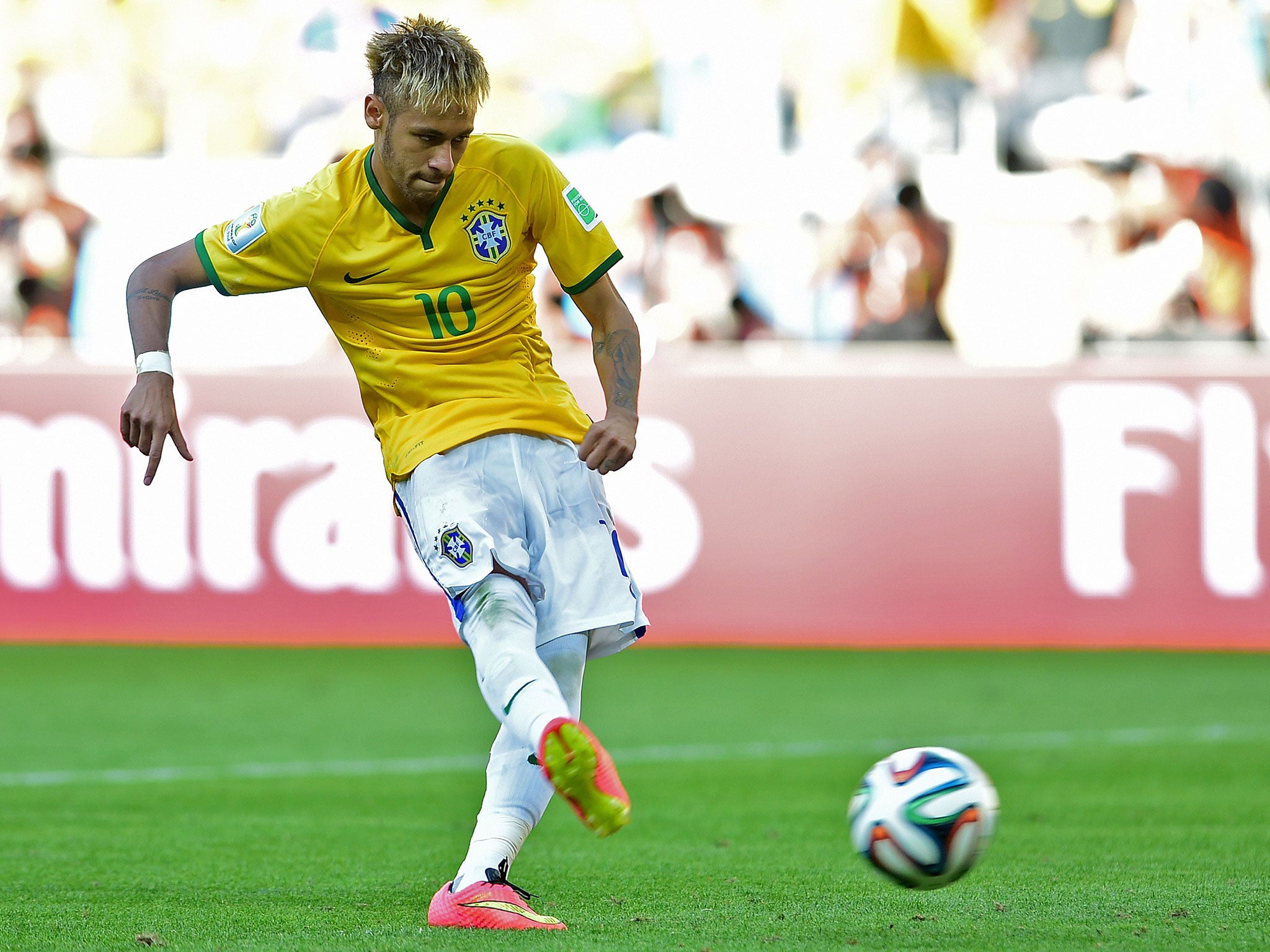 Brazil's golden boy Neymar coolly put away his penalty during the shoot-out against Chile