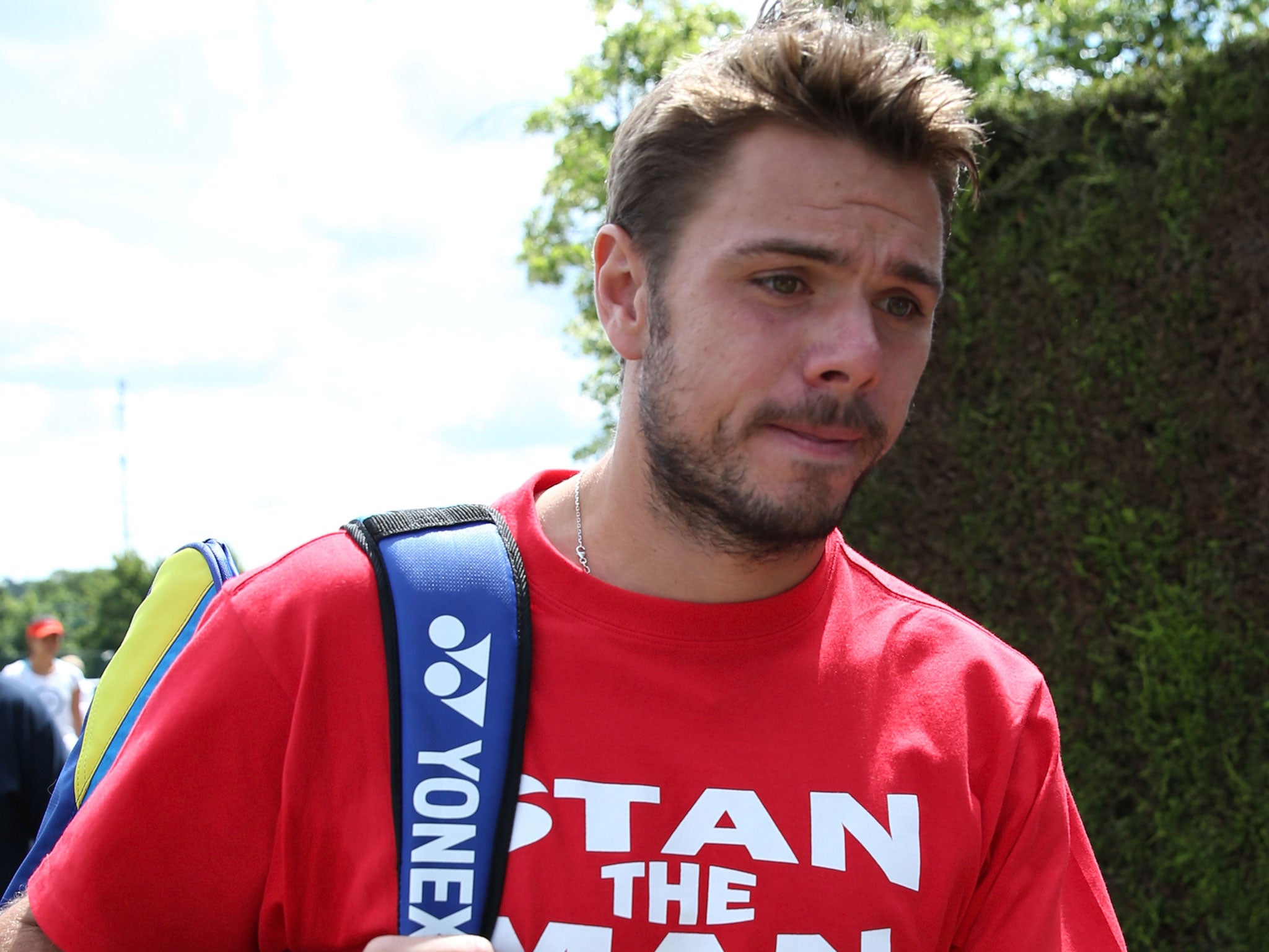 Stanislas Wawrinka trains on Sunday