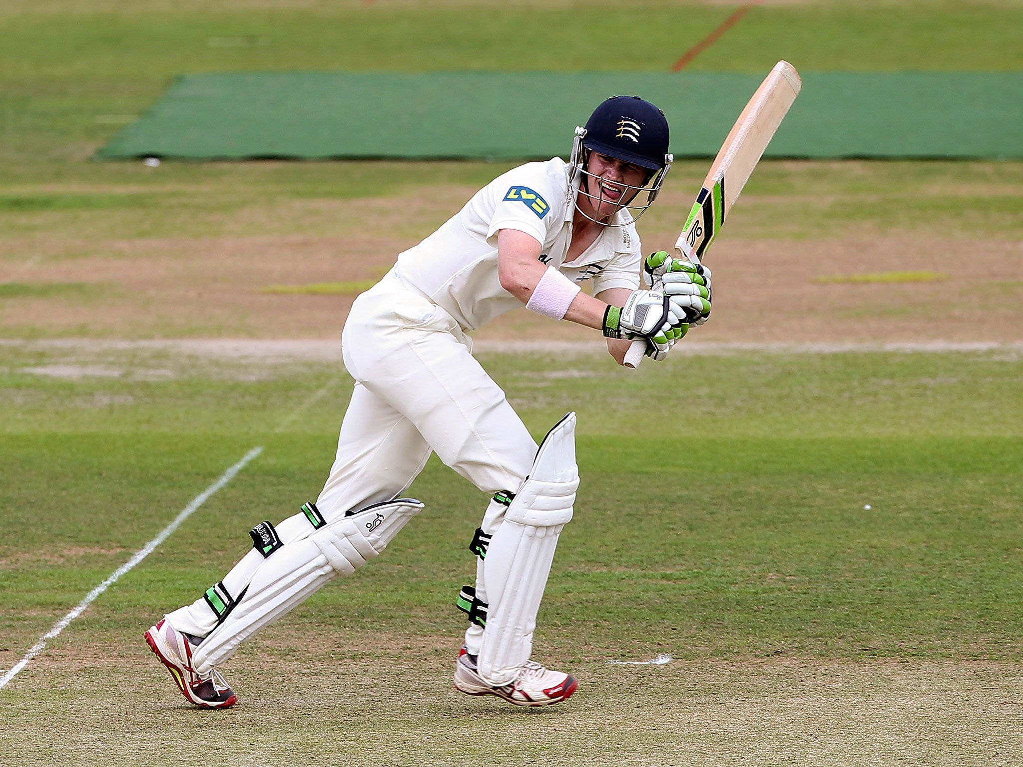 Middlesex opener Nick Gubbins on his way to a maiden half-century