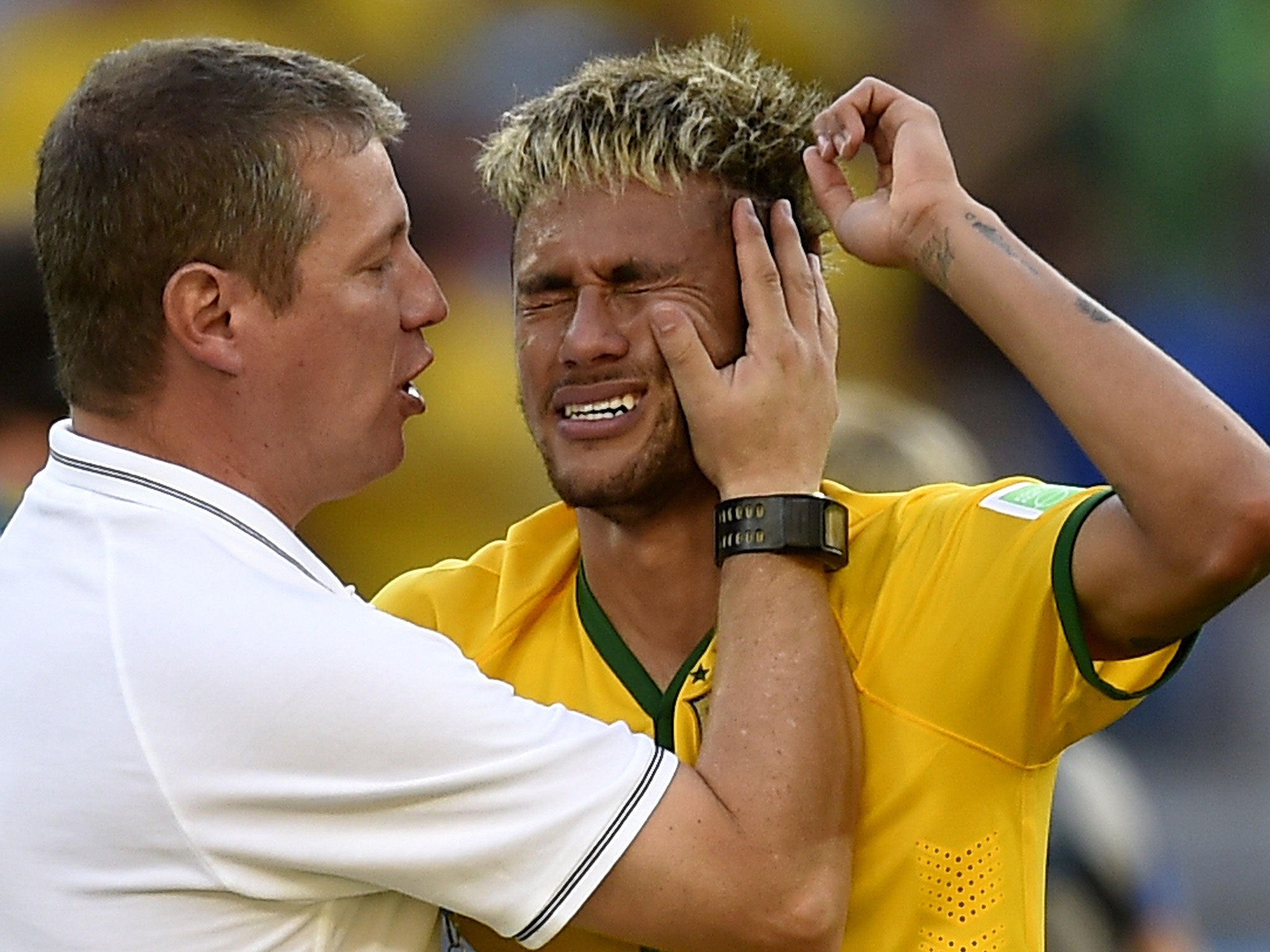 Neymar expresses his emotion after the second round win over Chile