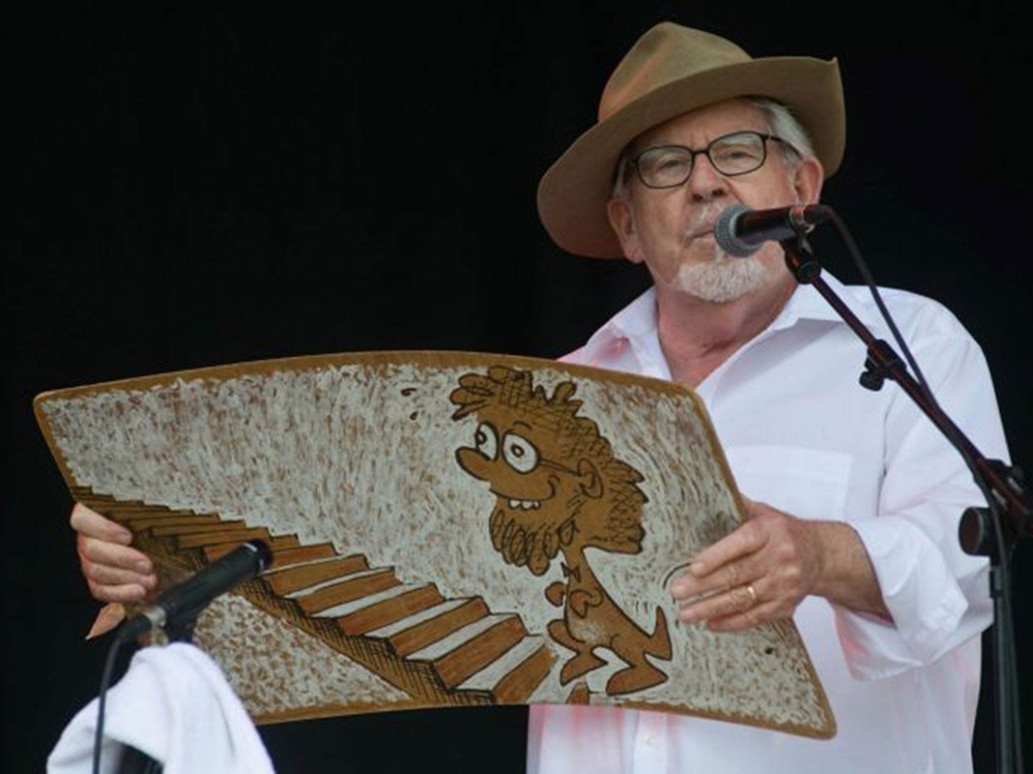 Rolf Harris, has been found guilty of indecently assaulting four girls, performing on the Pyramid Stage at the 2010 Glastonbury Festival (Getty)