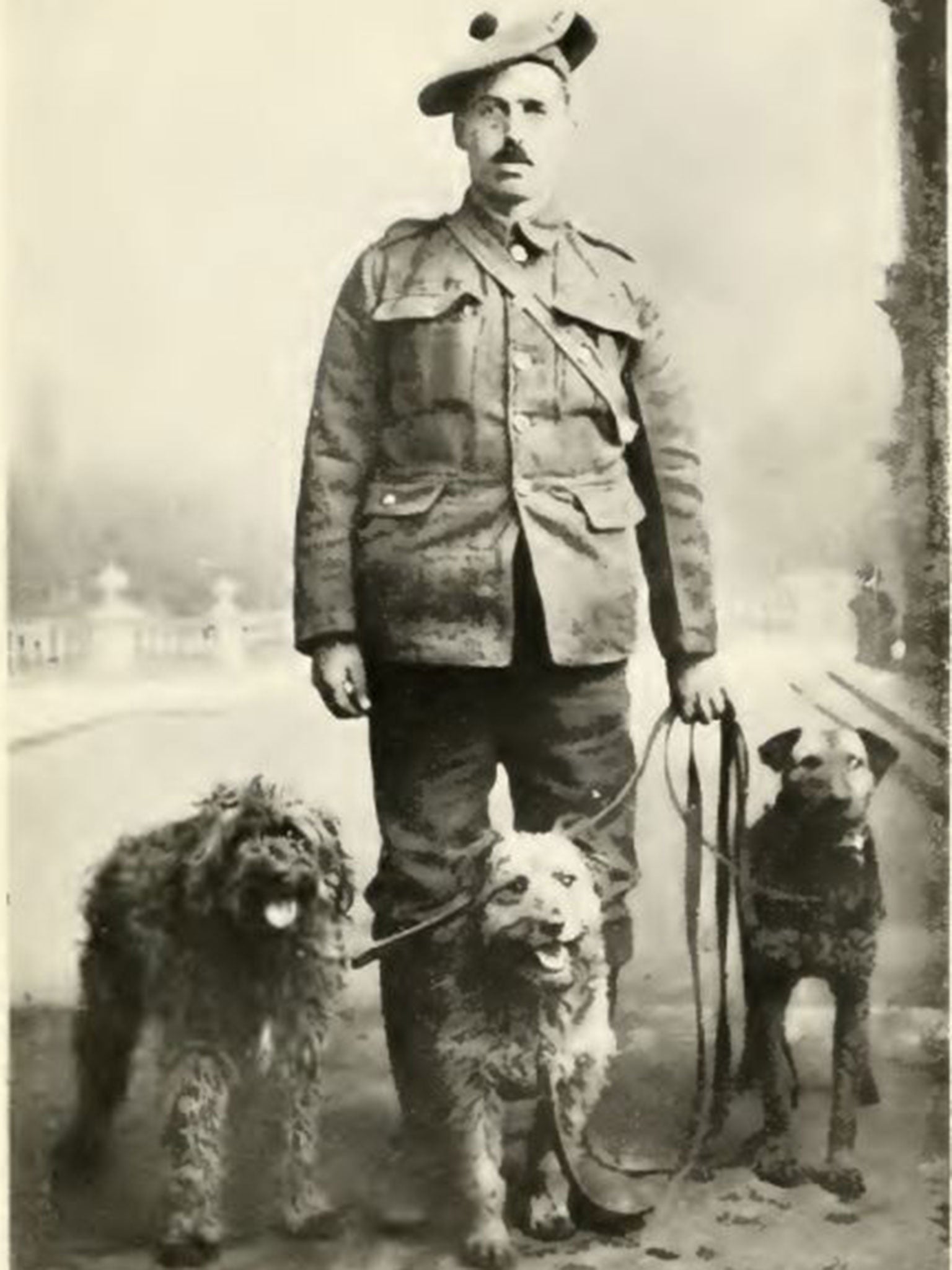 Tweed, far left, with his handler Private Reid