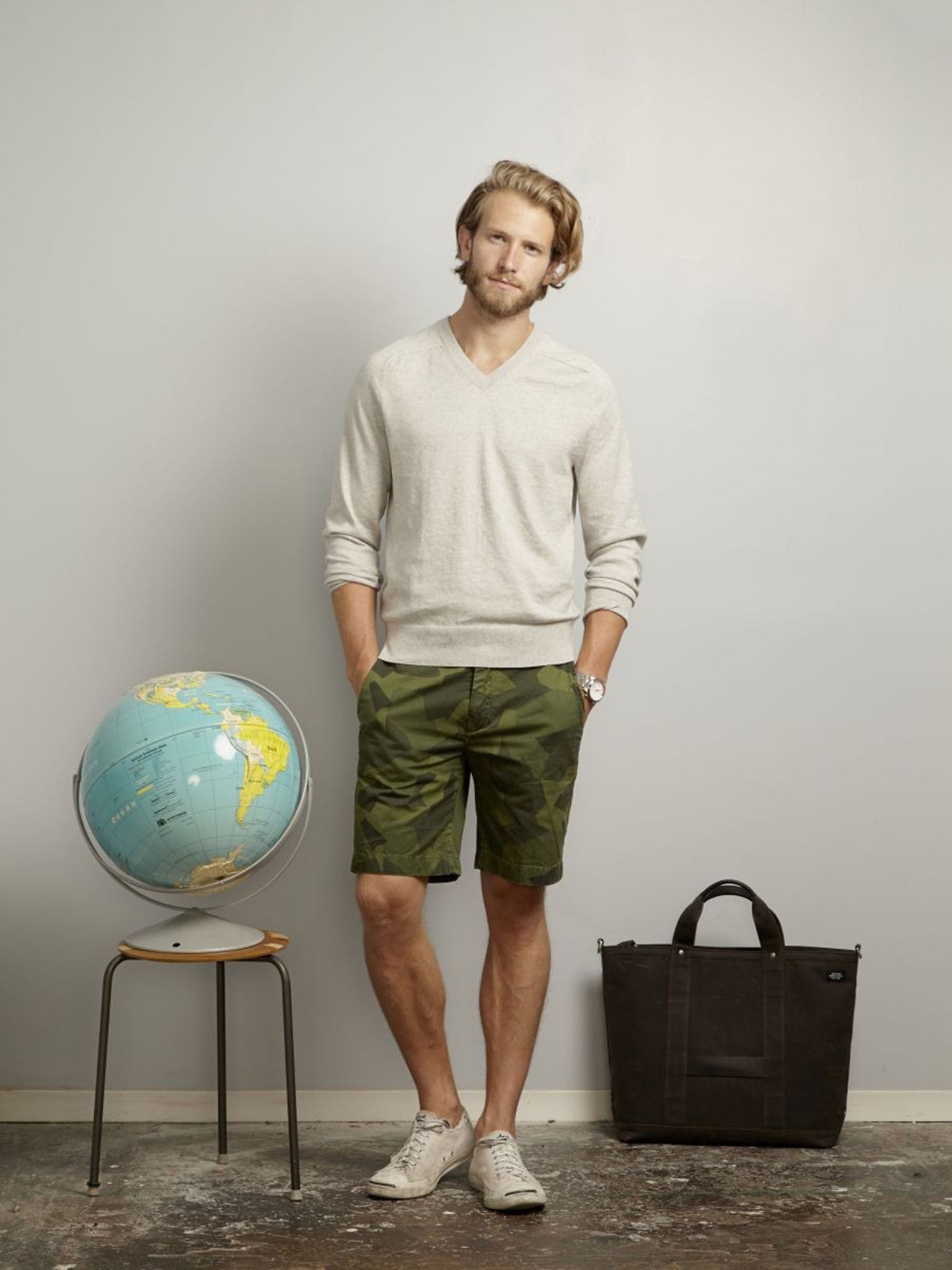 Model wears shorts £140, Jack Spade, 83 Brewer Street, London W1, 0207 734 4768