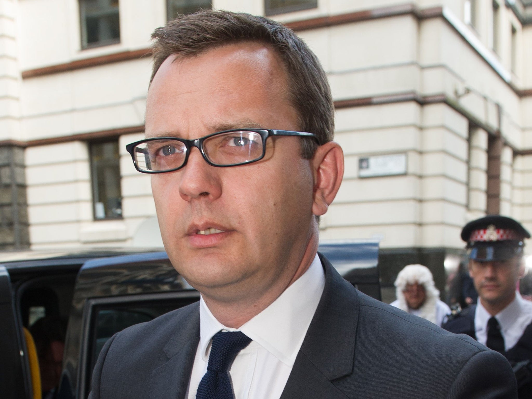 Andy Coulson arrives at the Old Bailey in London today before being sentenced for plotting to hack phones while he was in charge of the News of the World