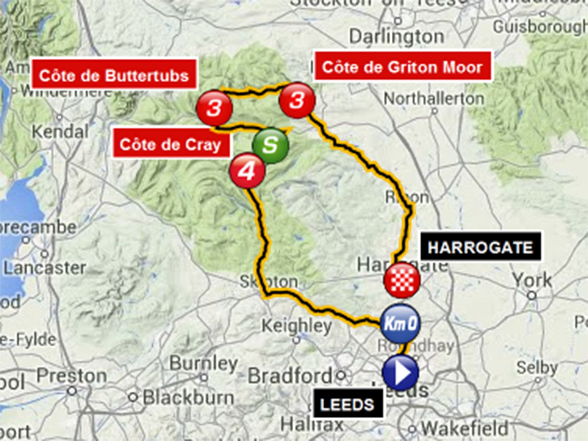 Stage 1: 190.5km from Leeds to Harrogate