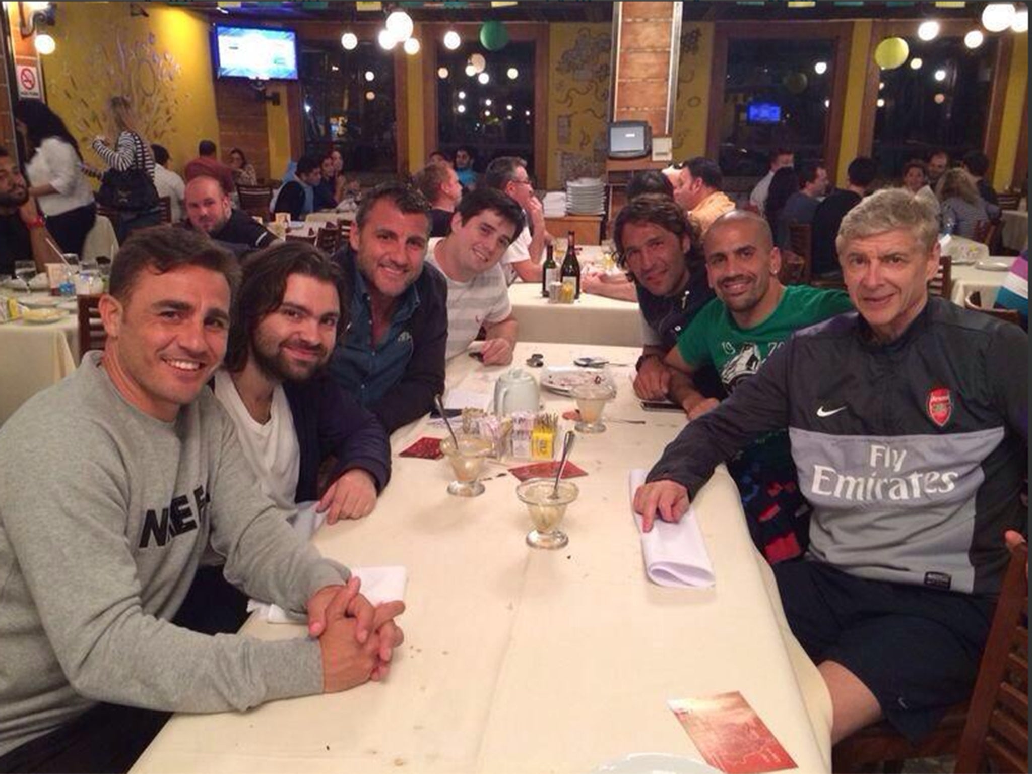 Arsene Wenger with Christian Vieiri, Juan Sebastian Veron and Fabio Cannavaro