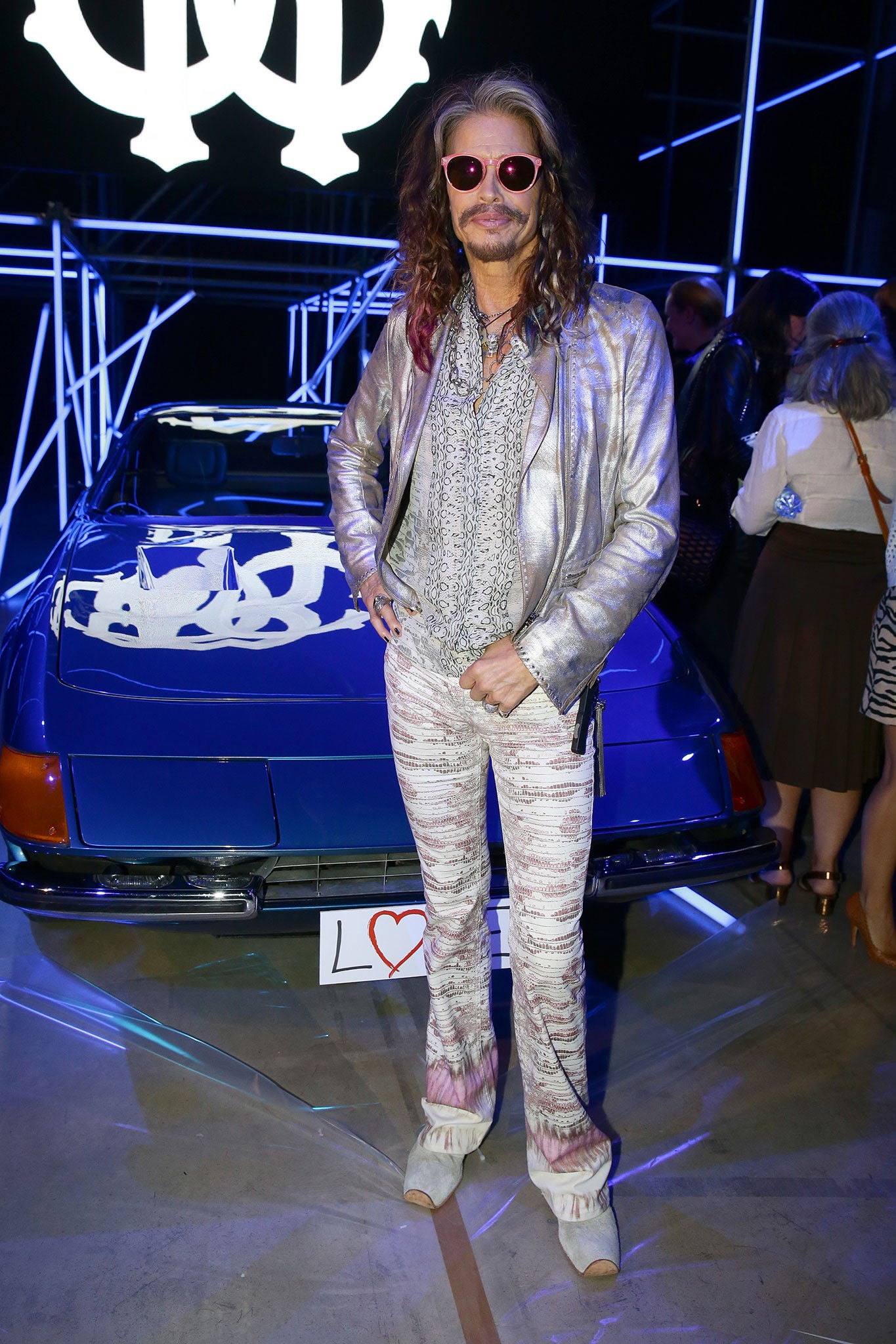 Shine bright like a diamond: Steven Tyler at the Milan Menswear Fashion Week last month