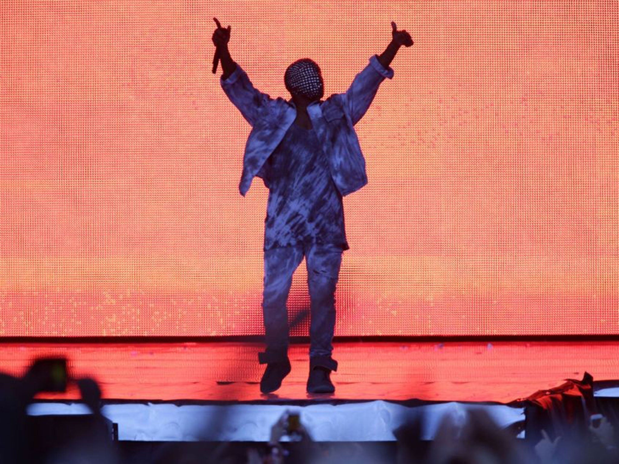 Kanye West performed in a chain mail mask at Wireless Festival in Finsbury Park