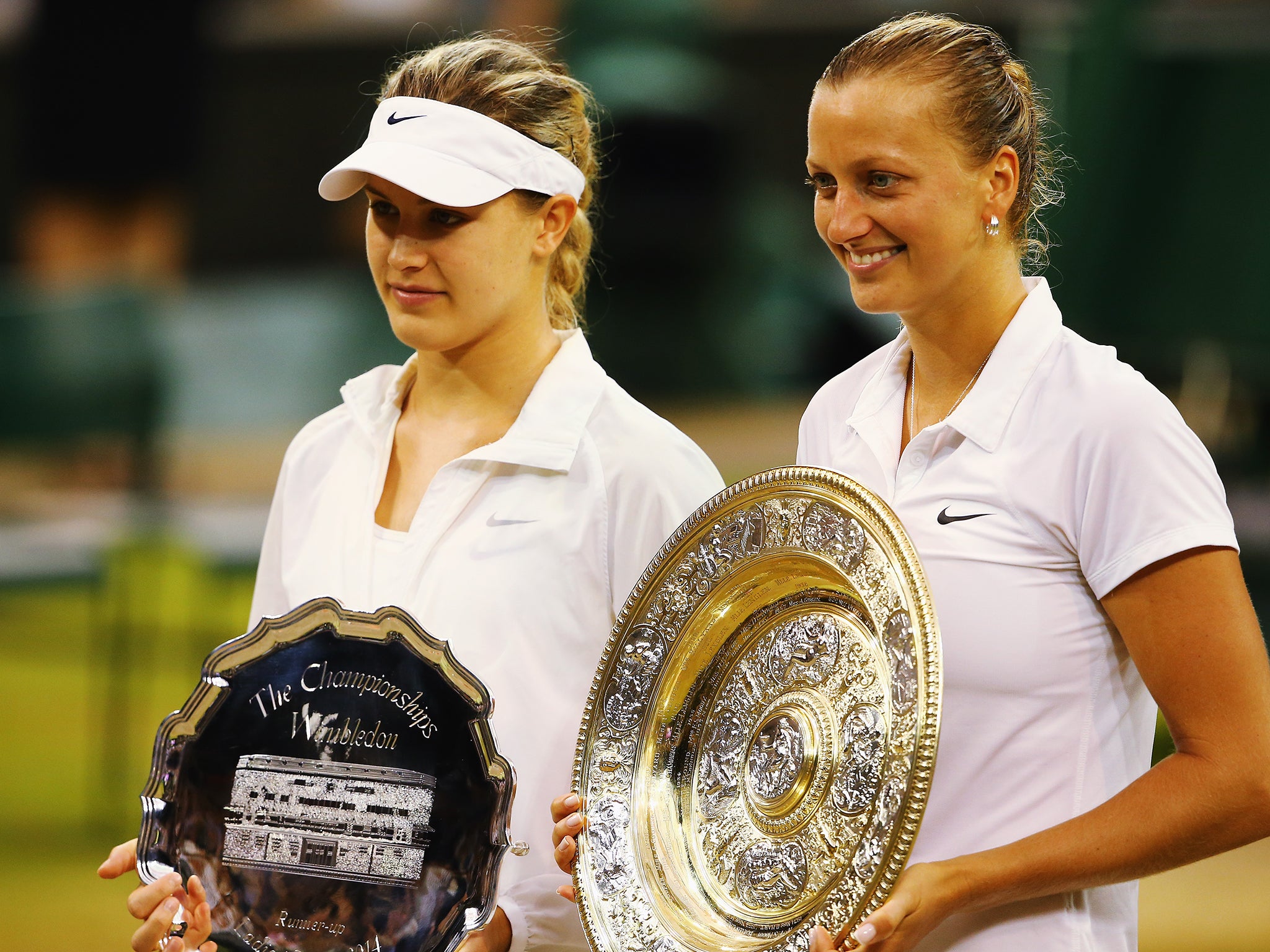 Petra Kvitova and Eugenie Bouchard after their Wimbledon final