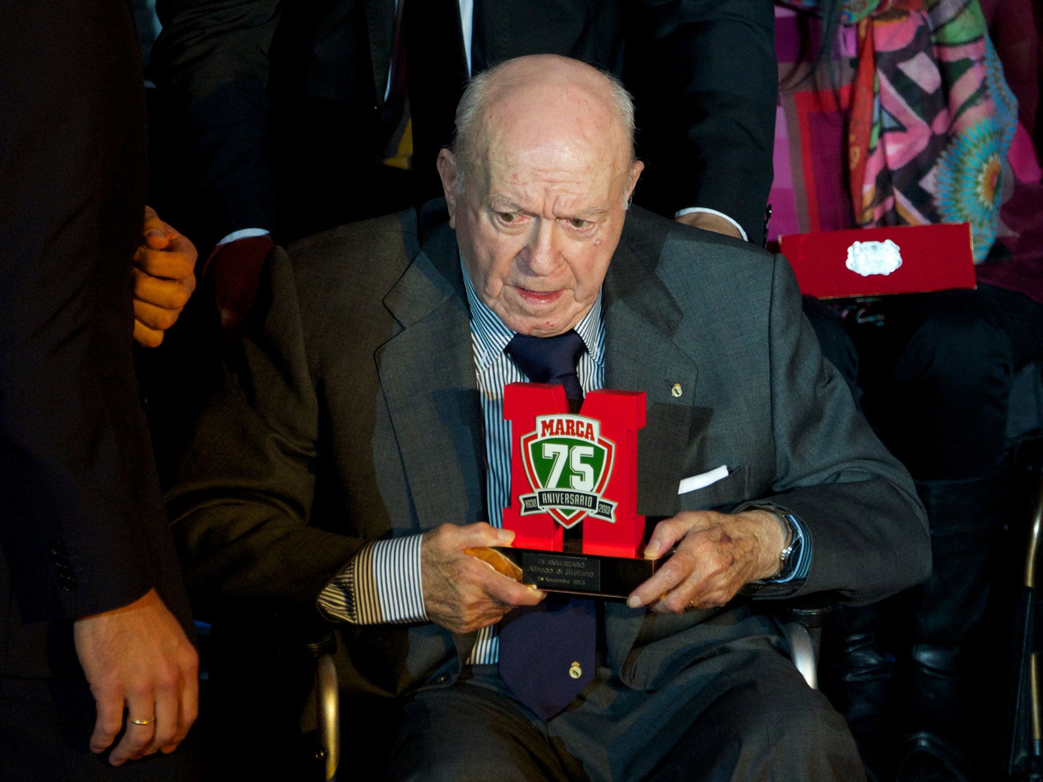 Alfredo Di Stefano receives the 'Marca' award 75th anniversary at the Callao cinema on November 26, 2013 in Madrid, Spain.