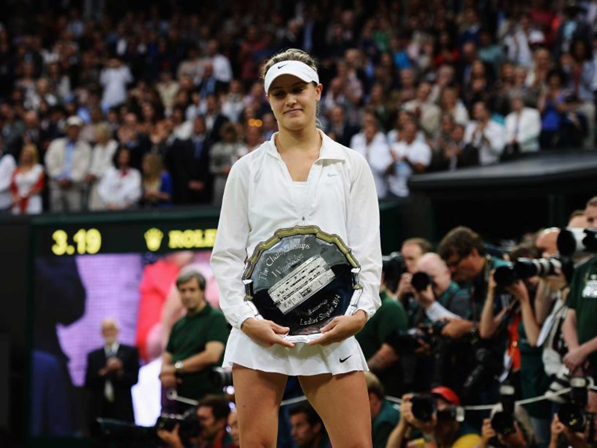 Gracious in defeat: Bouchard got an ovation from Centre Court spectators