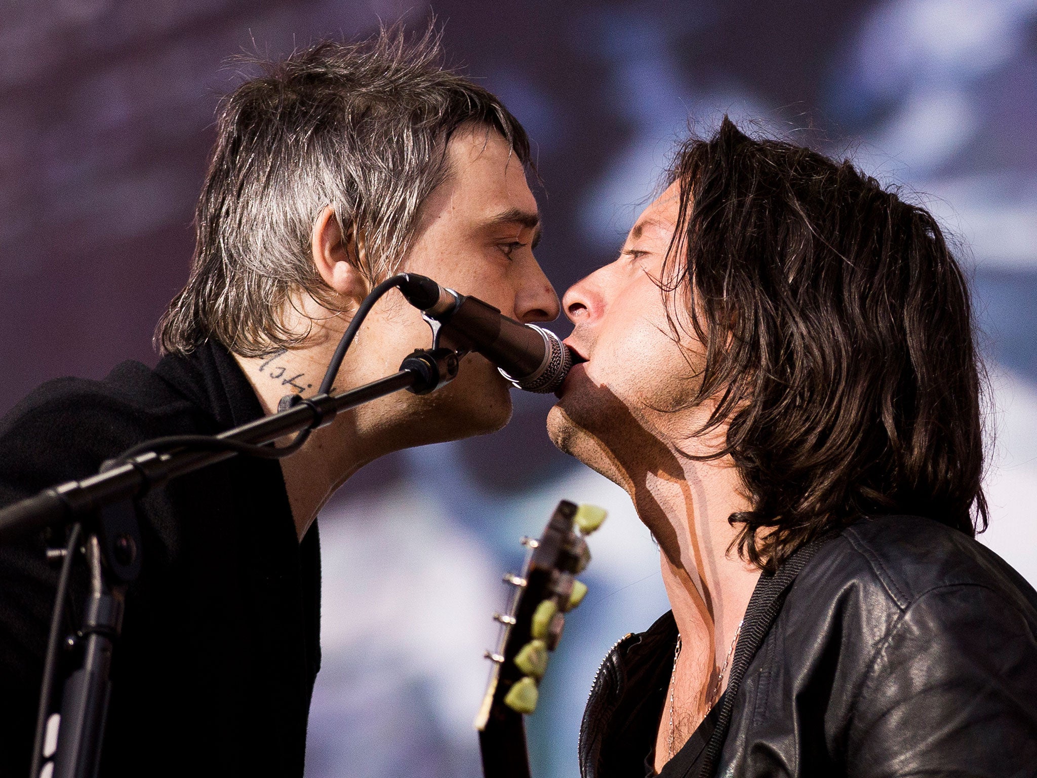 Pete Doherty and Caral Barat of The Libertines perform on stage at British Summer Time Festival at Hyde Park