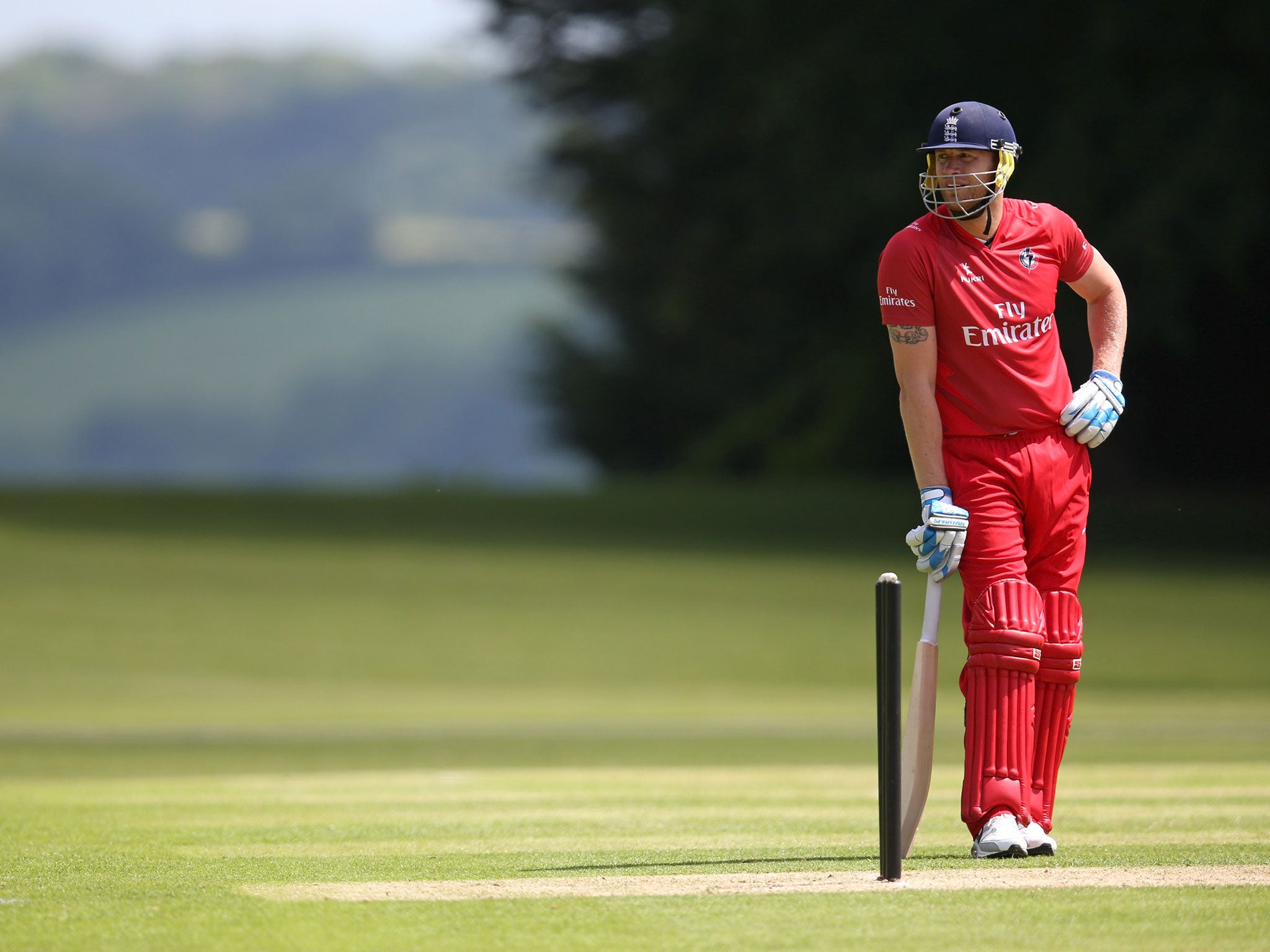 Andrew Flintoff in action for Lancashire's second XI