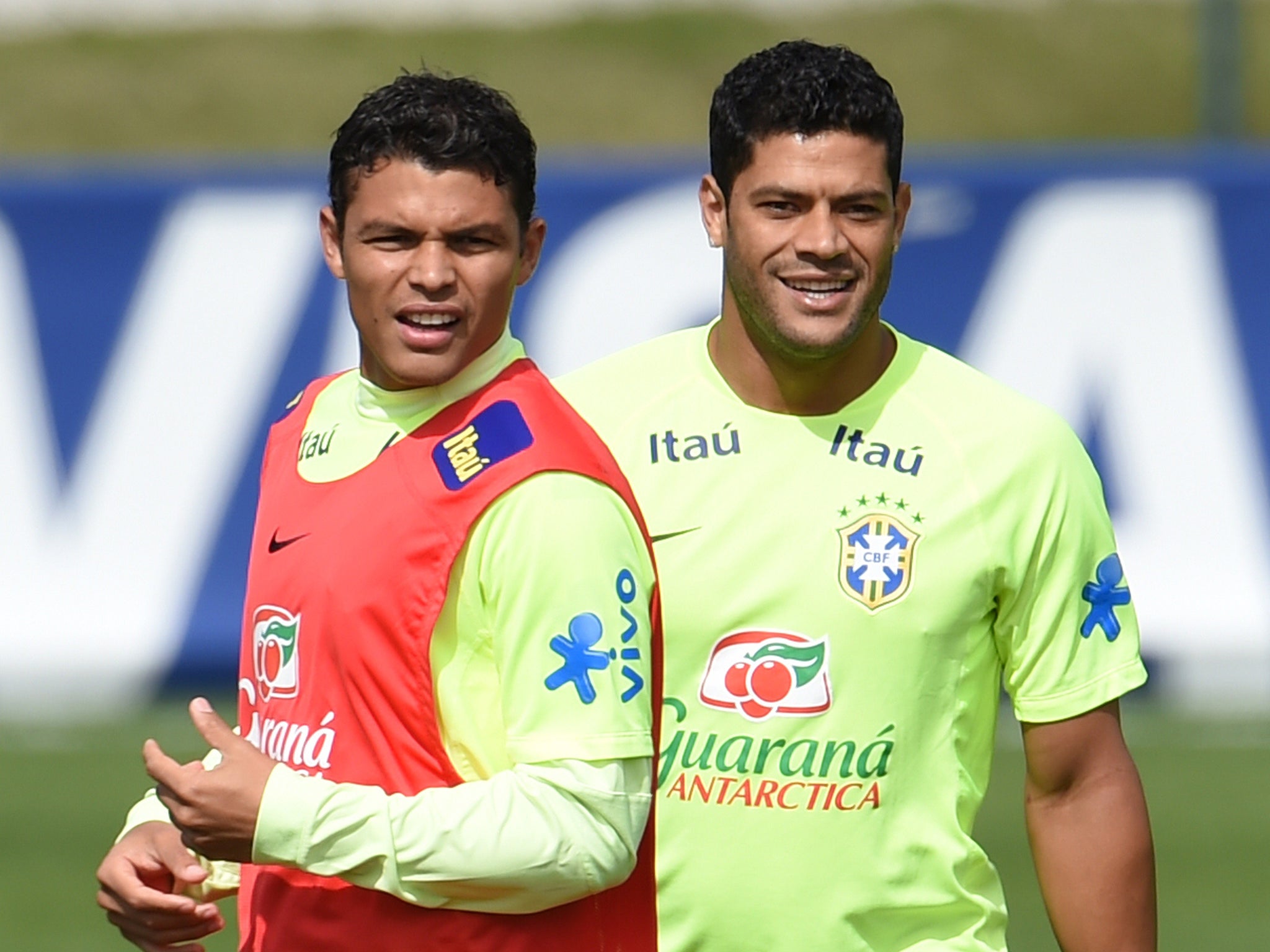 Thiago Silva trains with the Brazil squad despite his suspension from the semi-final