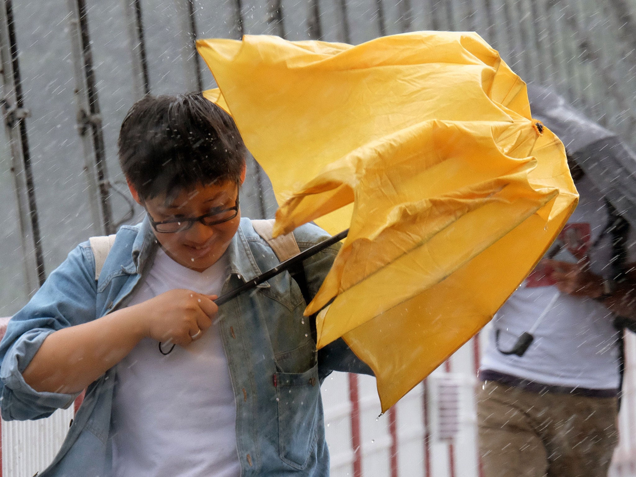 People had to try and fight the storm which is thought to be one of Japan's strongest of the summer so far