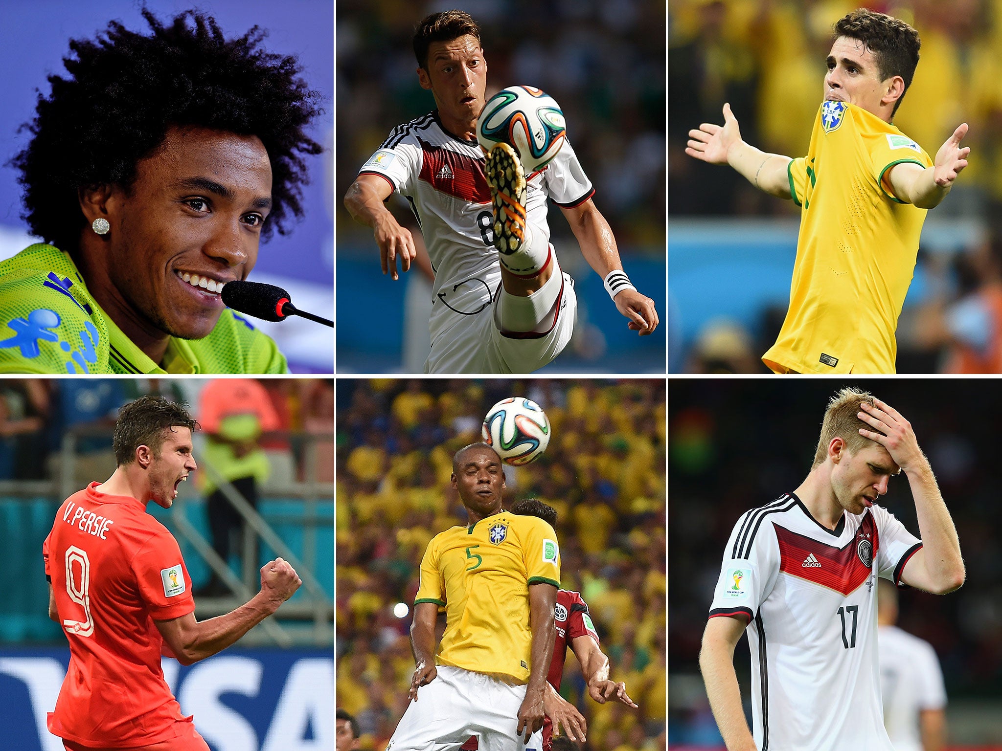 Willian, Mesut Ozil, Oscar, Robin van Persie, Fernandinho and Per Mertesacker