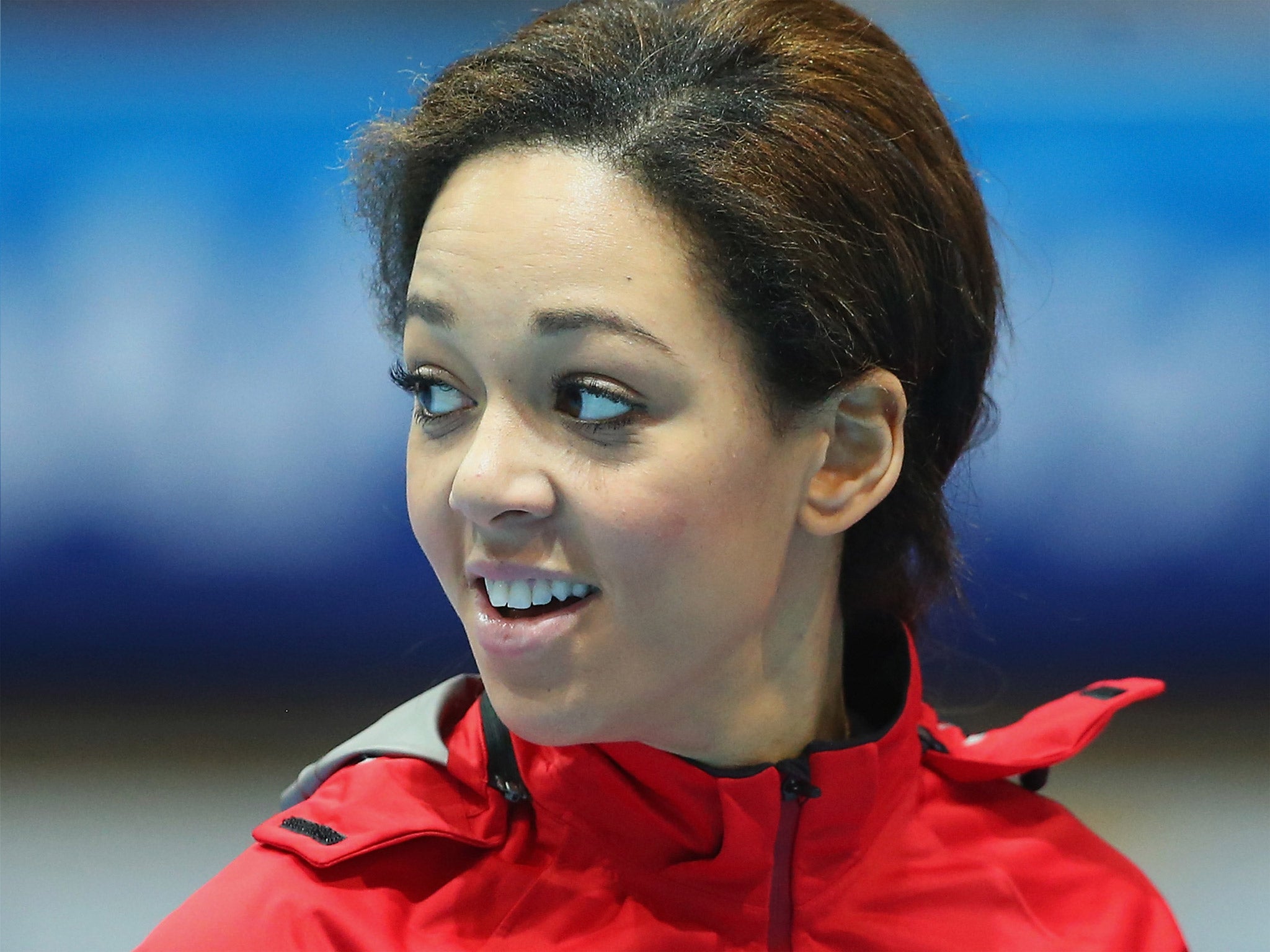 Katarina Johnson-Thompson competes in Glasgow on Friday