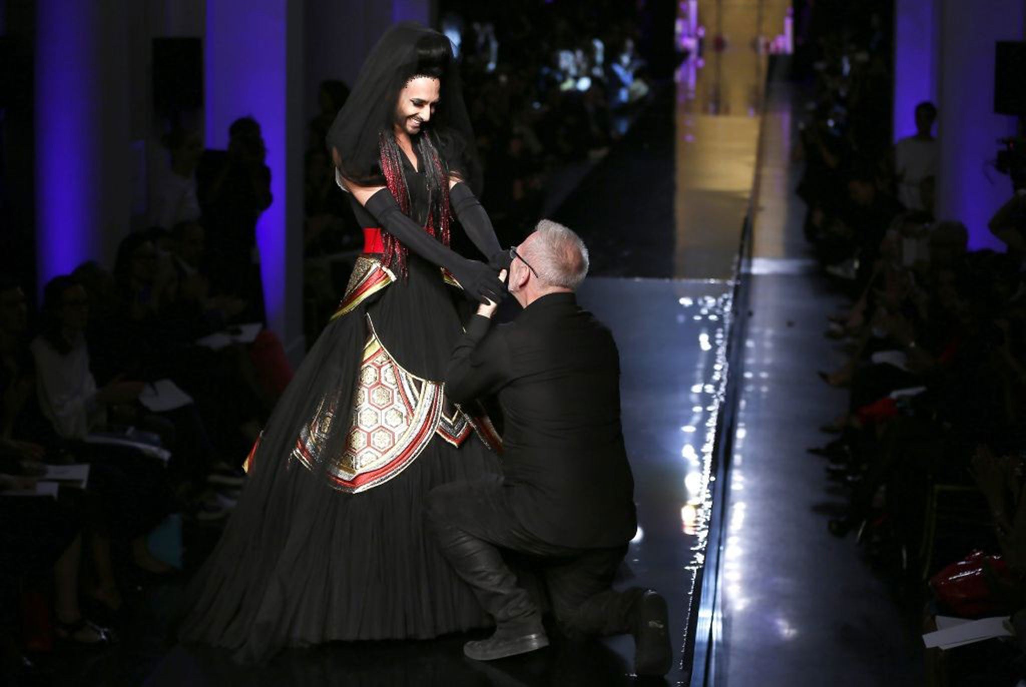 Eurovision: Jean-Paul Gaulthier (right) shows his appreciation of his latest muse