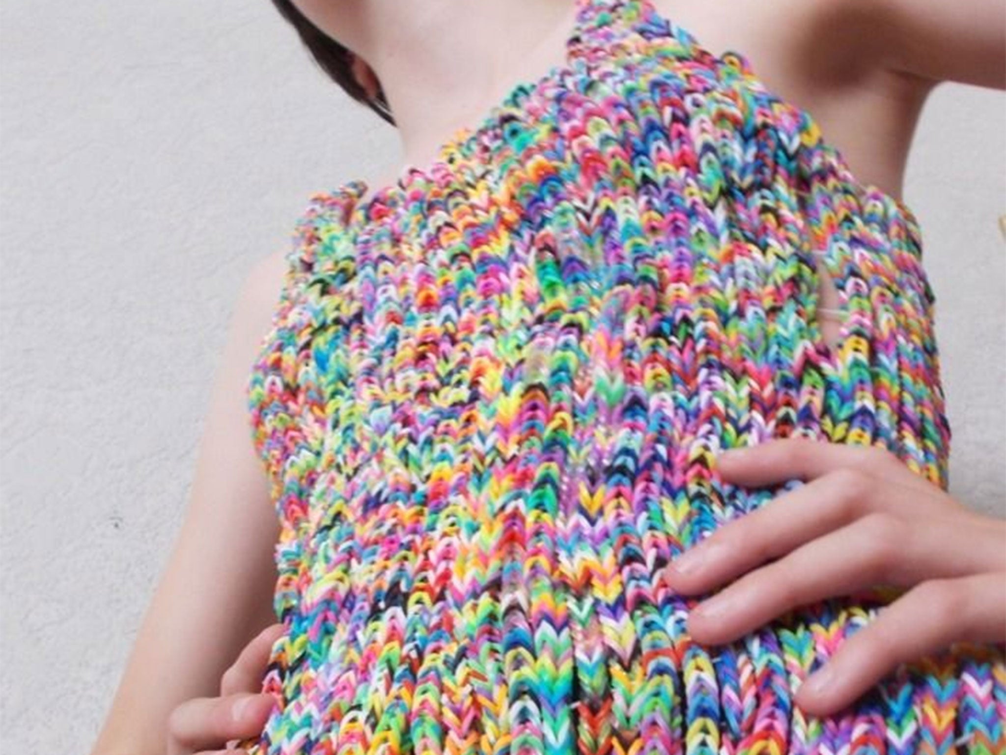 Dress made entirely of loom bands