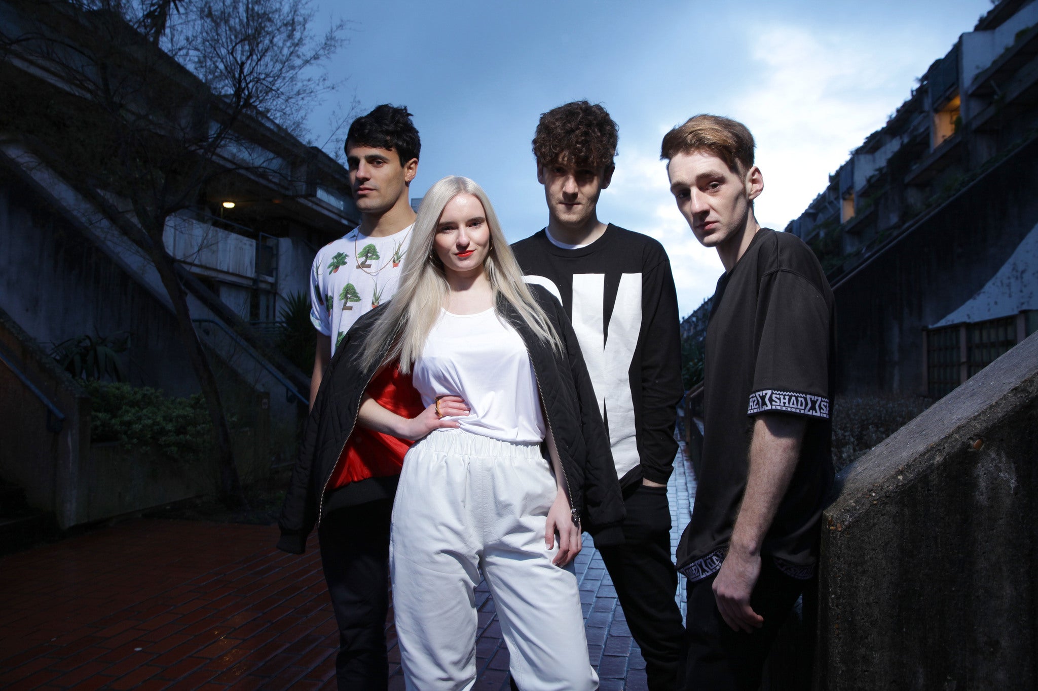 Clean Bandit, photographed at Rowley Way - South Hampstead
From Left: Milan Neil Amin-Smith (Strings), Grace Chatto (Strings), Jack Patterson (Bass, Sax, Decks) and Luke Patterson (drums).