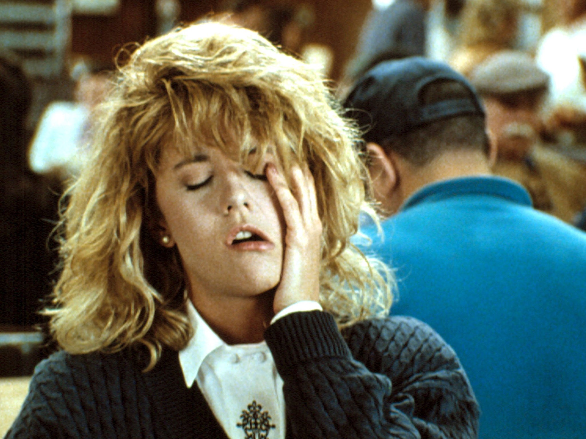 Meg Ryan faking an orgasm as Sally in 1989's When Harry Met Sally