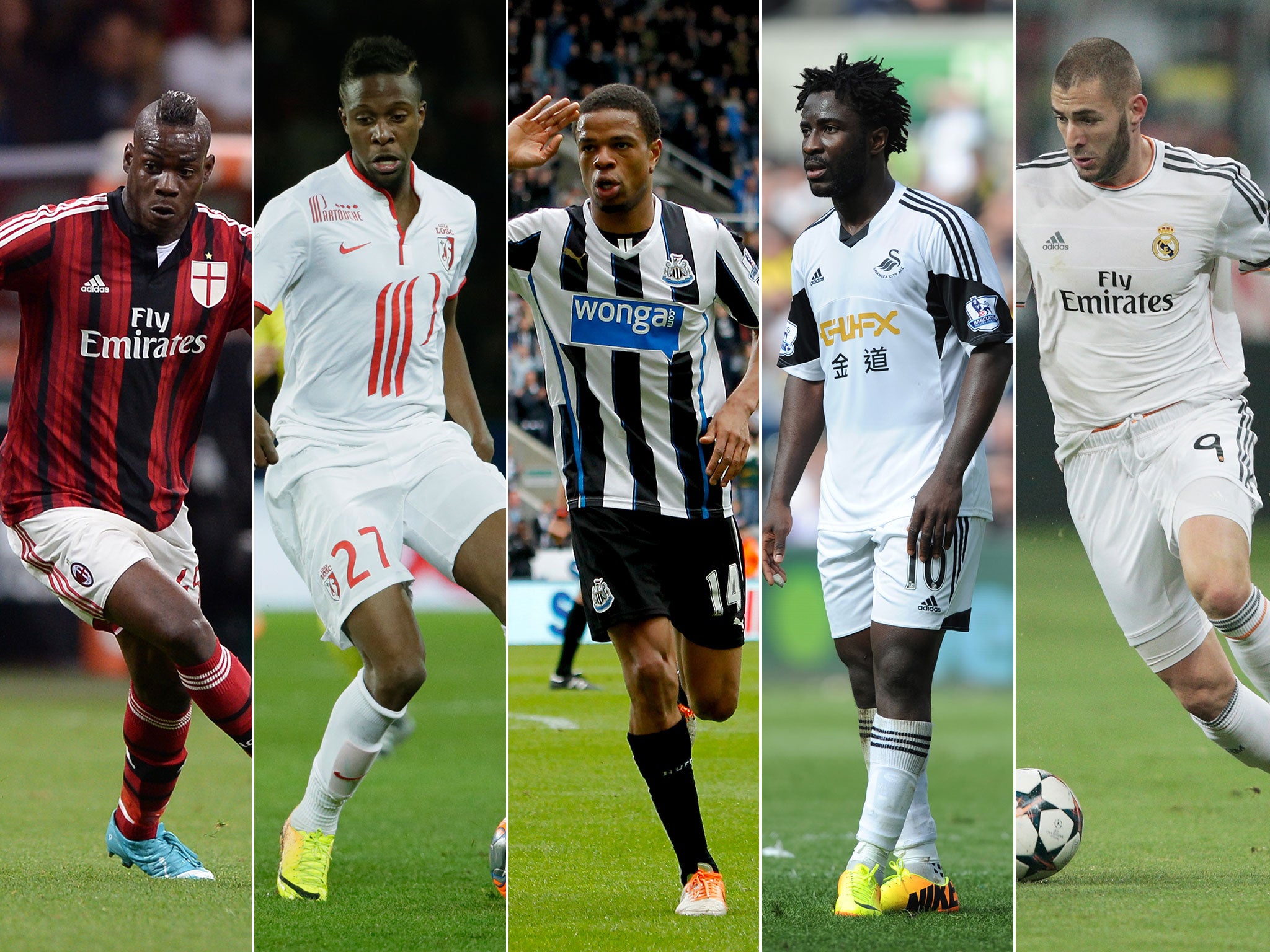 Mario Balotelli, Divock Origi, Loic Remy, Wilfried Bony and Karim Benzema