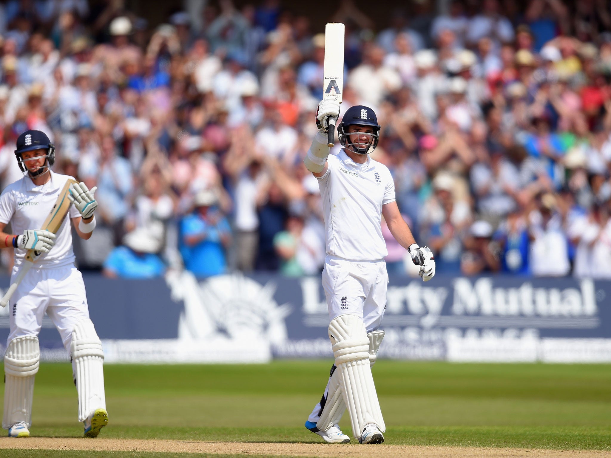 James Anderson celebrates reaching his first ever half-century