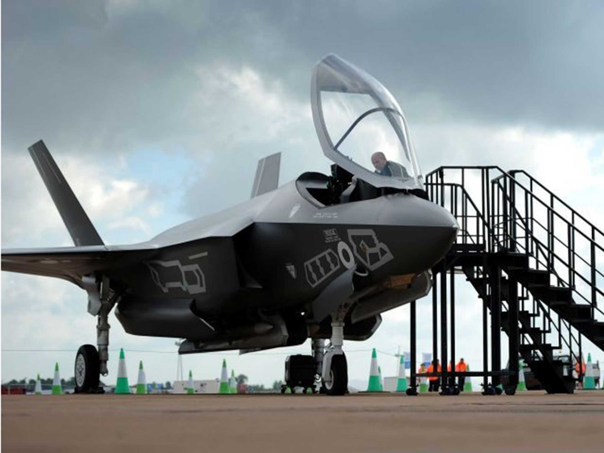 A full-scale model of the F-35 jet