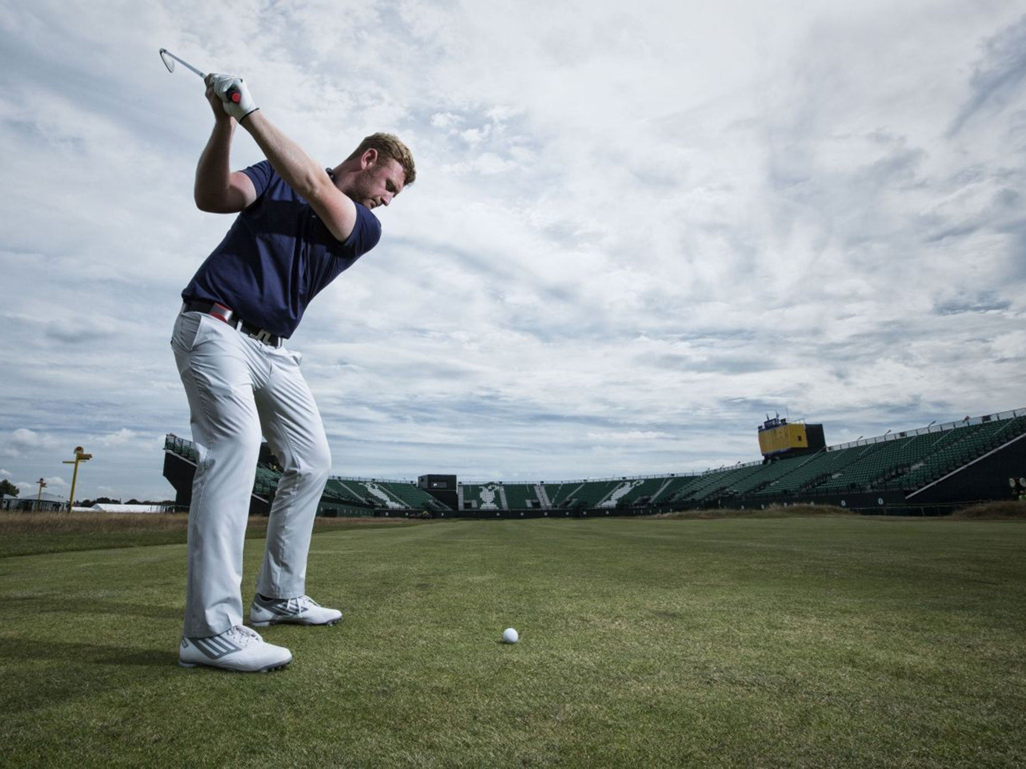 John Singleton practises at Hoylake yesterday