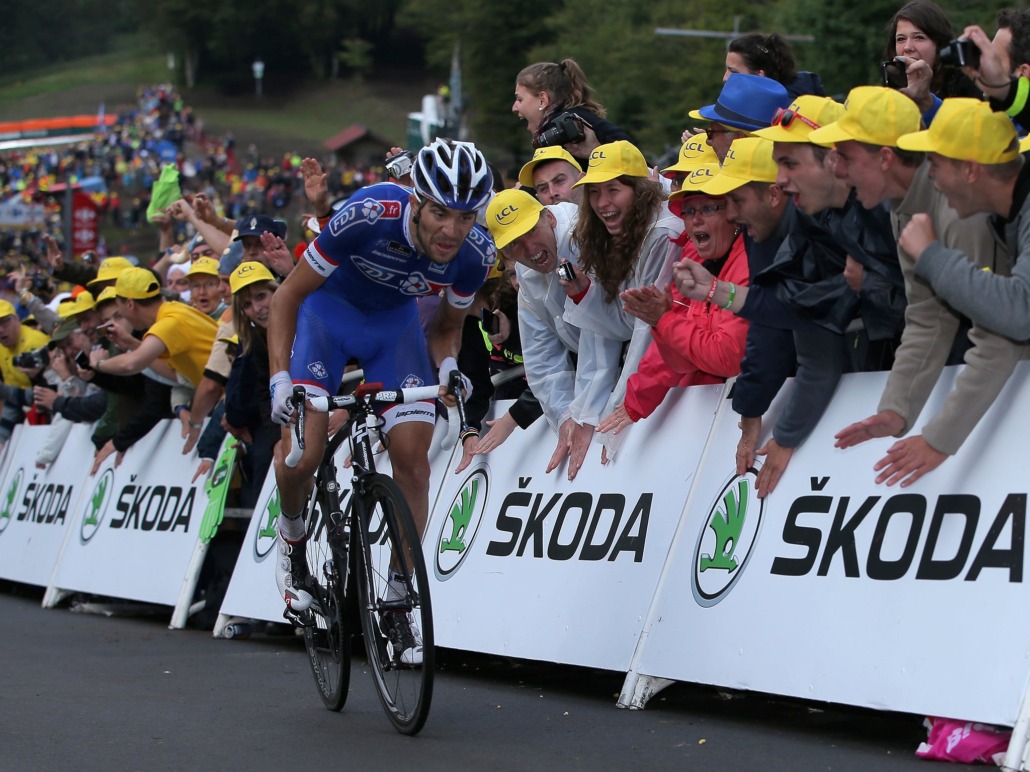 Frenchman Thibaut Pinot in action on stage 10 of the Tour