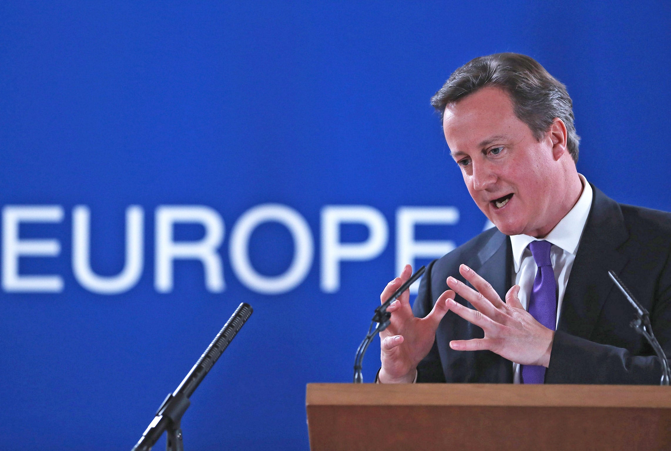 David Cameron speaking in Brussels earlier this year