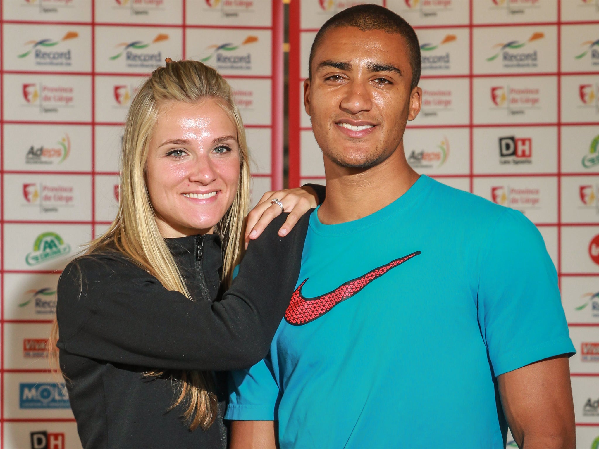 Reigning Olympic decathlon champion Ashton Eaton pictured with his wife Brianne Theisen-Eaton