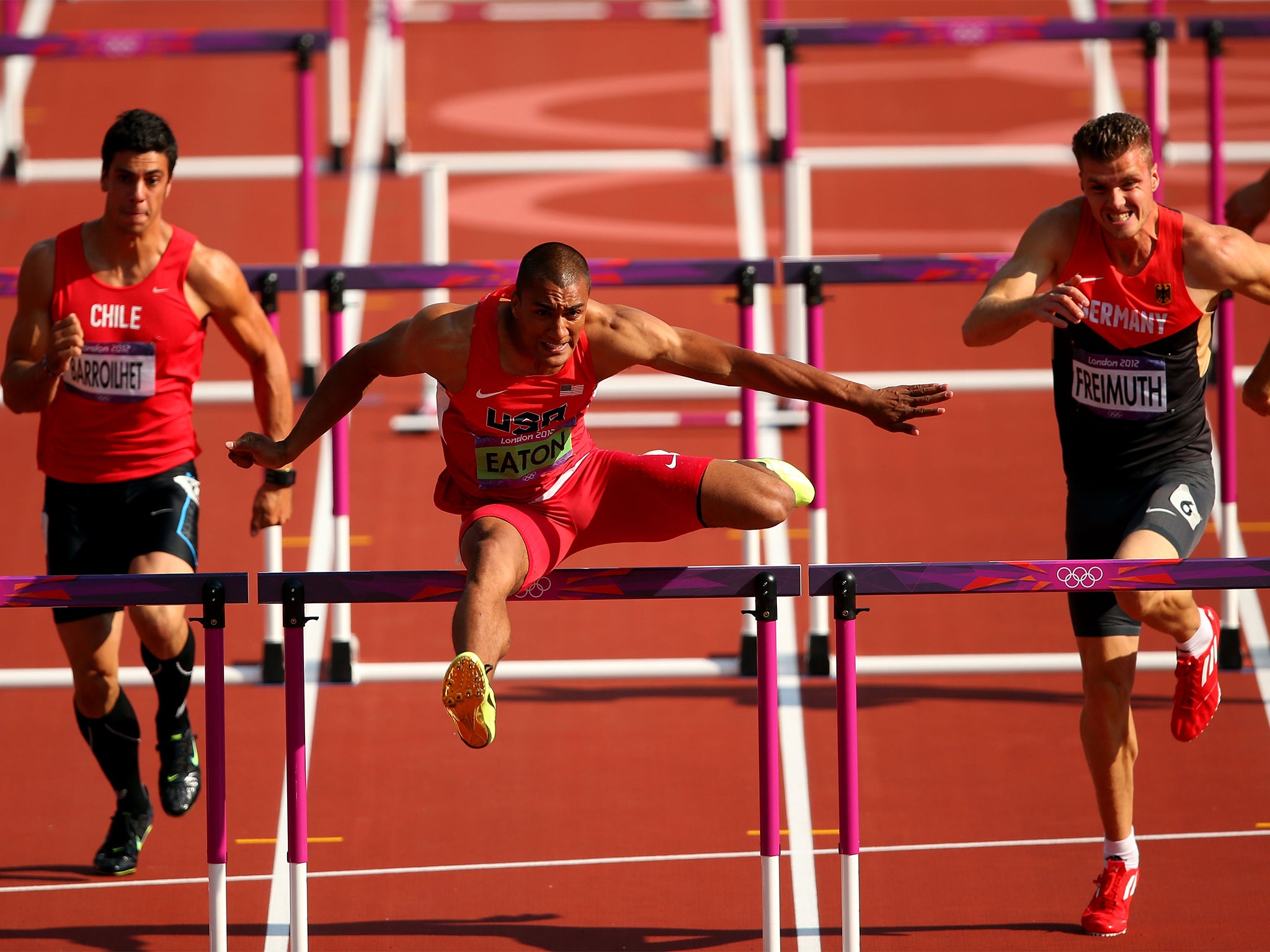 Eaton on his way to gold at London 2012 (Getty)