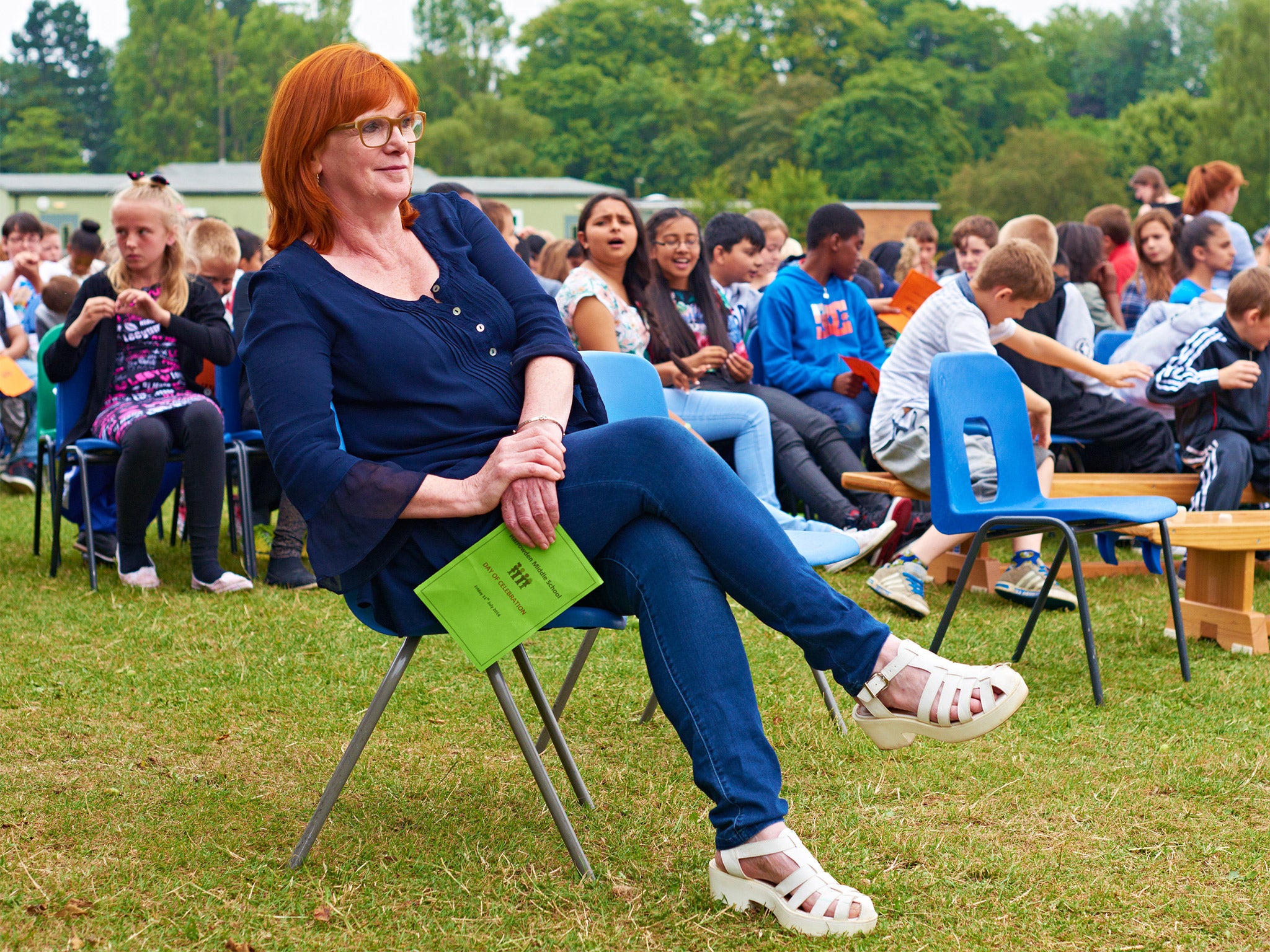 End games: headteacher Deirdre Murphy at a farewell party for the pupils