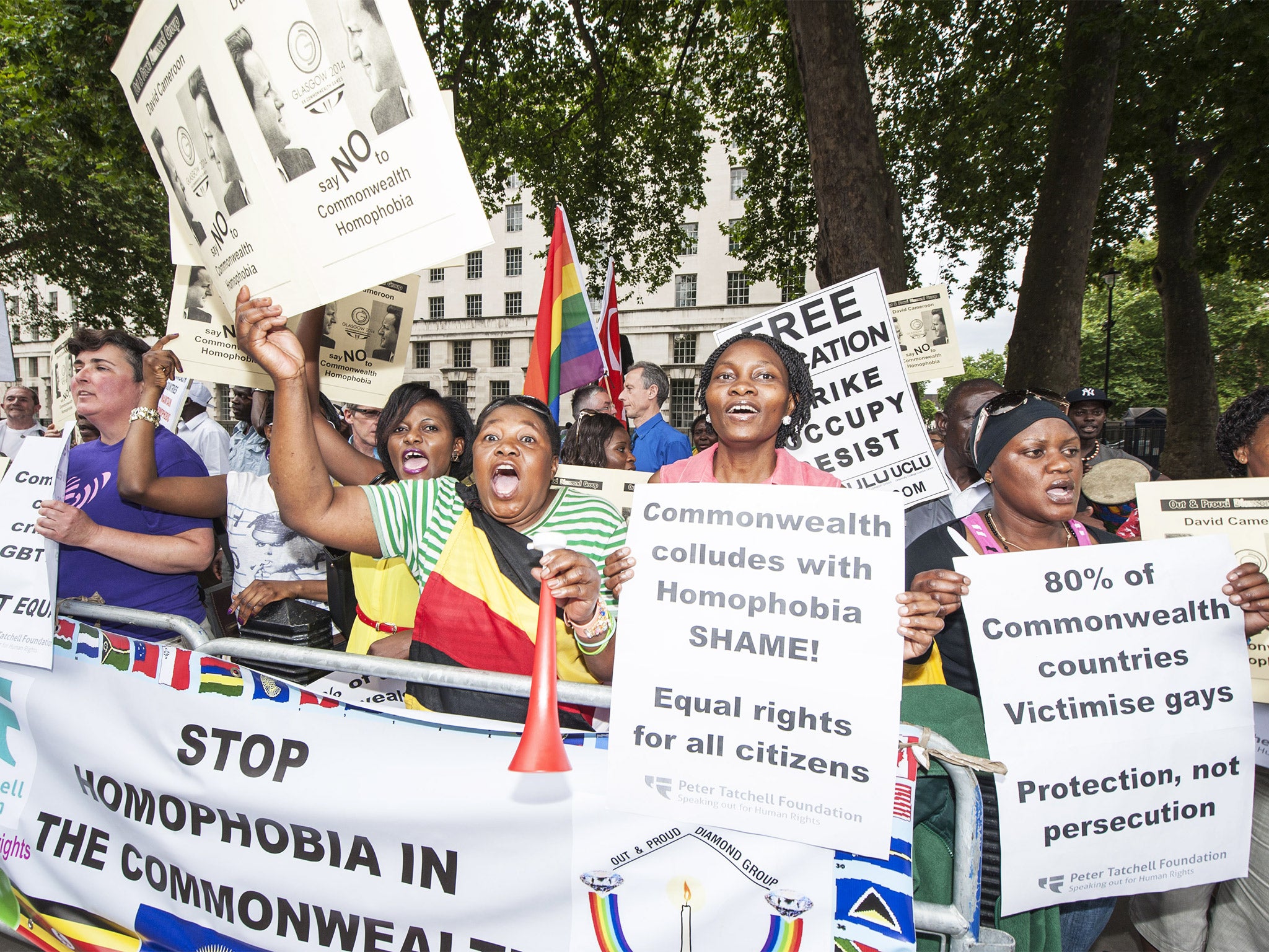 LGBT activists and supporters stage a demonstration outside Downing Street last year