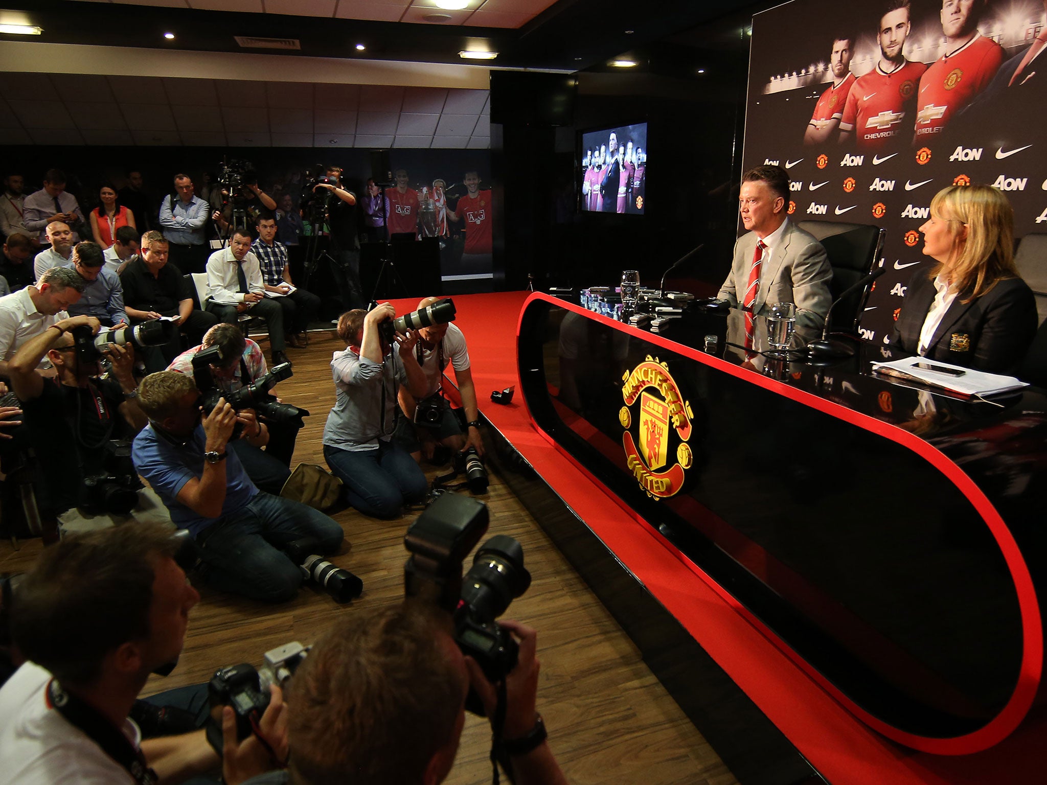 Louis van Gaal speaks to the press today