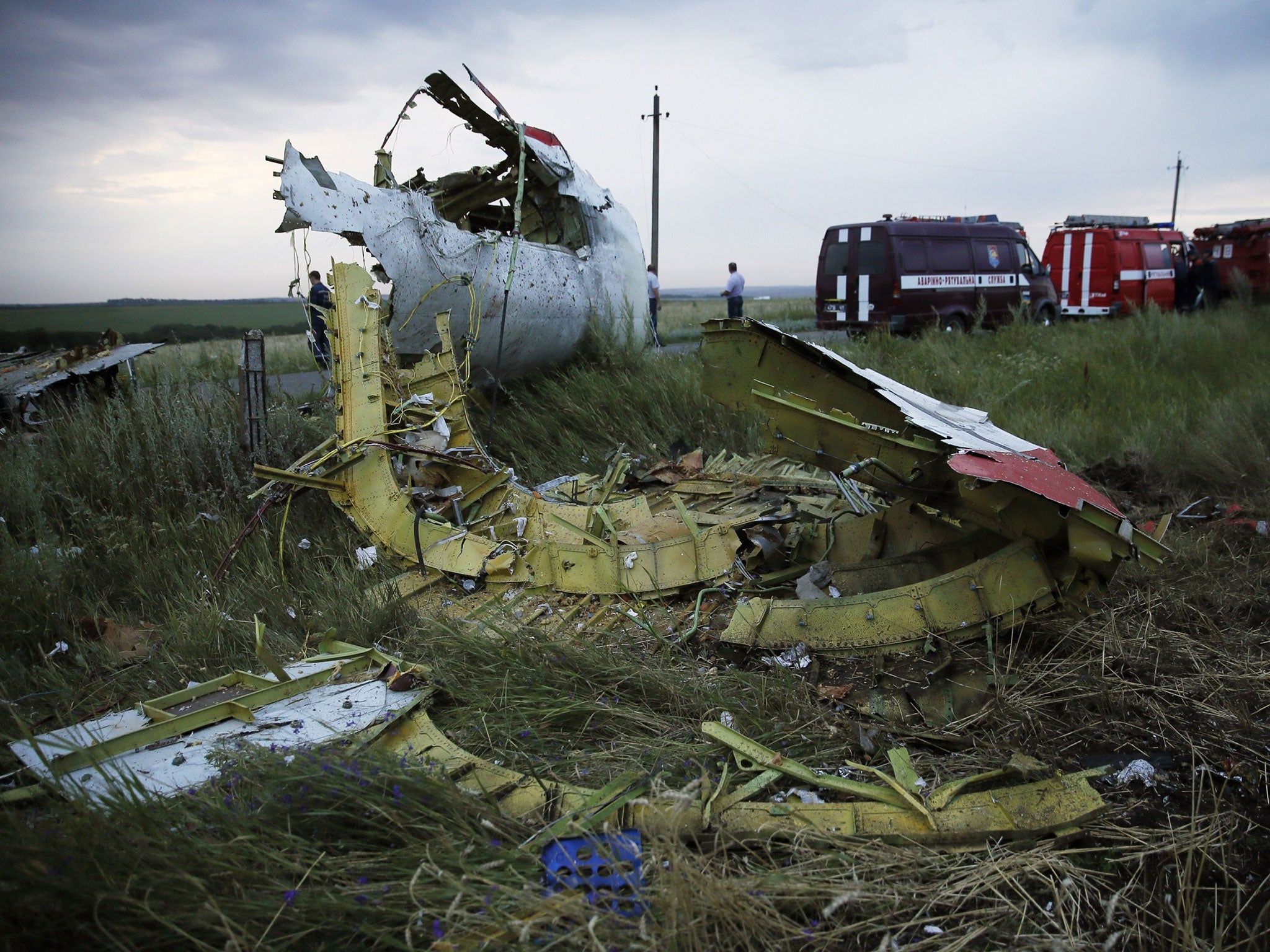 The wreckages of the Malaysian airliner