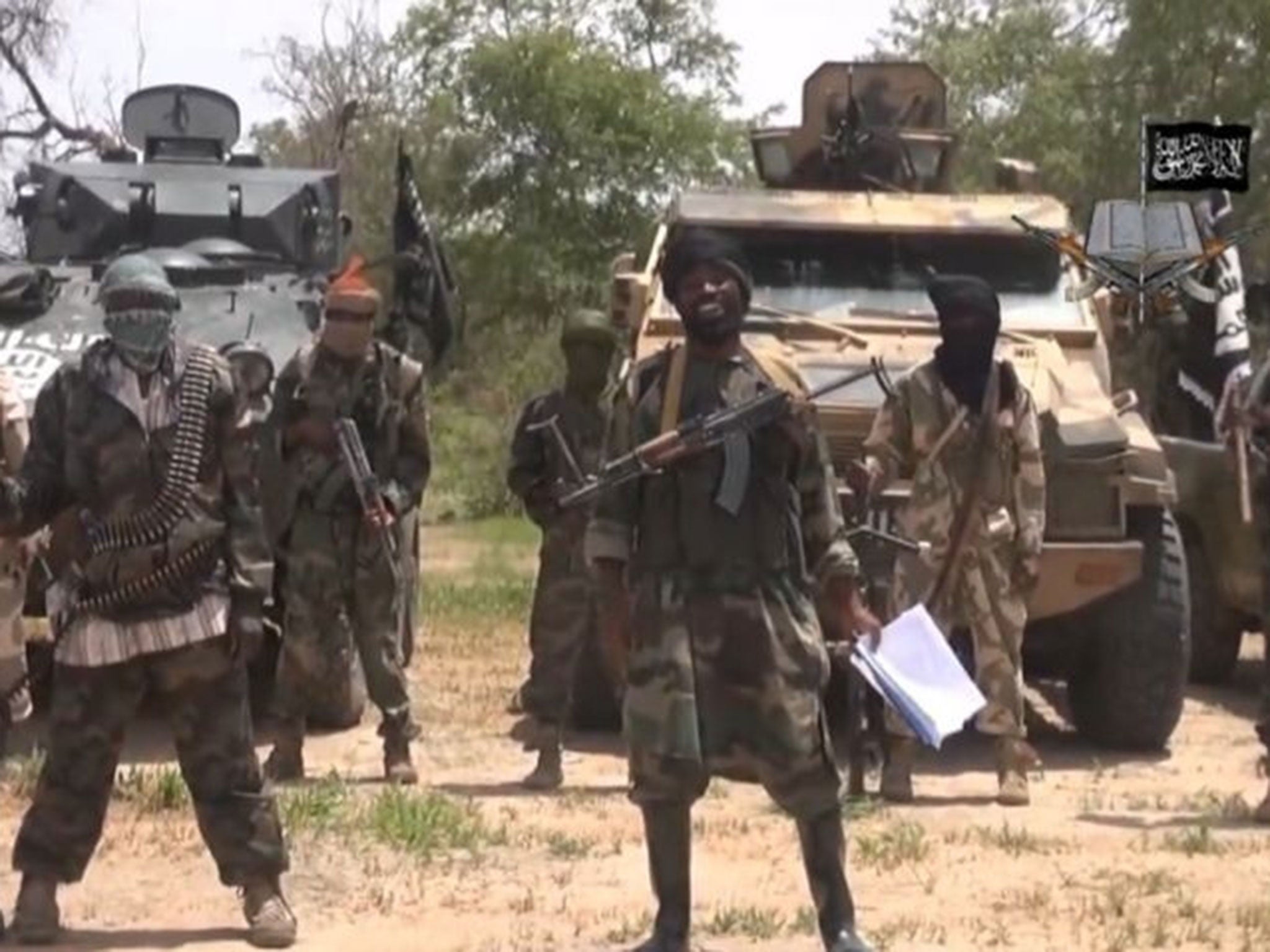 A screengrab taken on July 13, 2014 from a video released by the Nigerian Islamist extremist group Boko Haram, showing the leader of the Nigerian Islamist extremist group Boko Haram, Abubakar Shekau