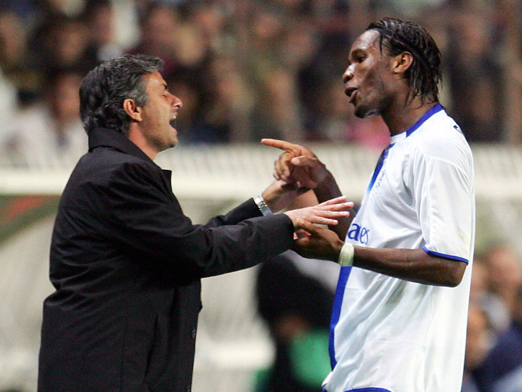 Didier Drogba and Jose Mourinho during the striker's first spell with the club