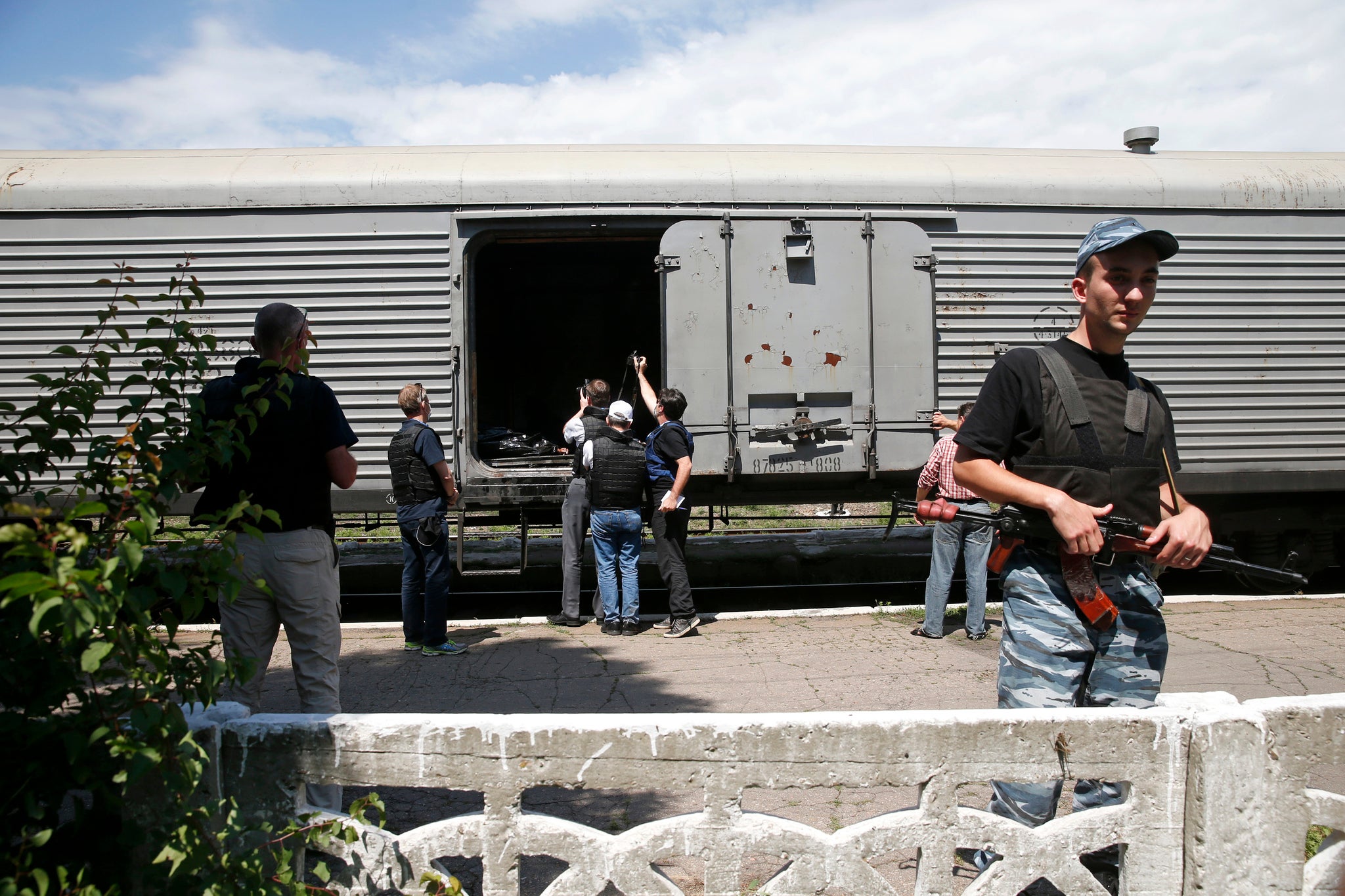 Refrigerated wagons at Torez in Ukraine, where the bodies of MH17 victims are being held