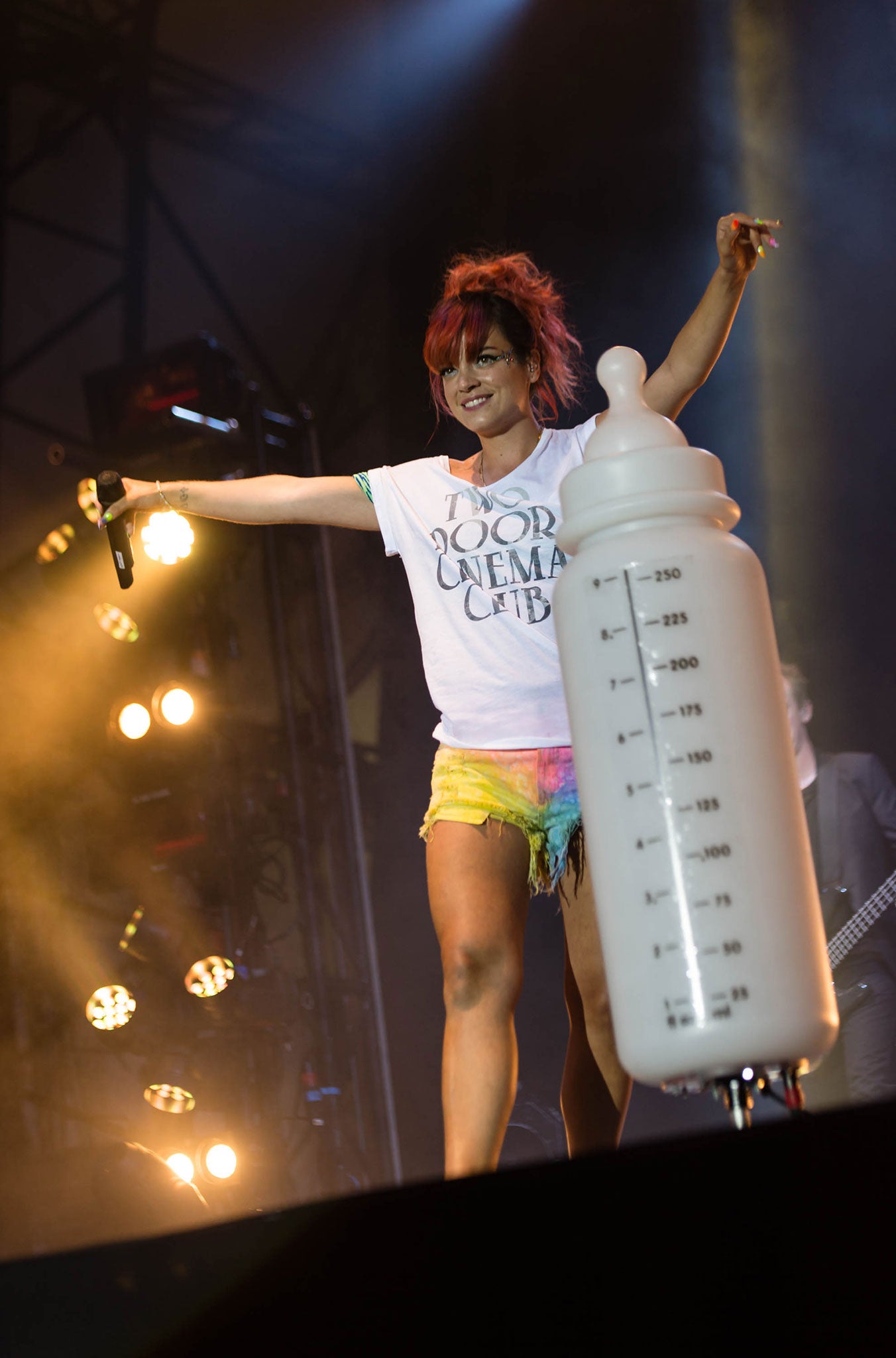 Lily Allen performing at Latitude festival, the only solo female headliner at any of Britain's biggest festivals