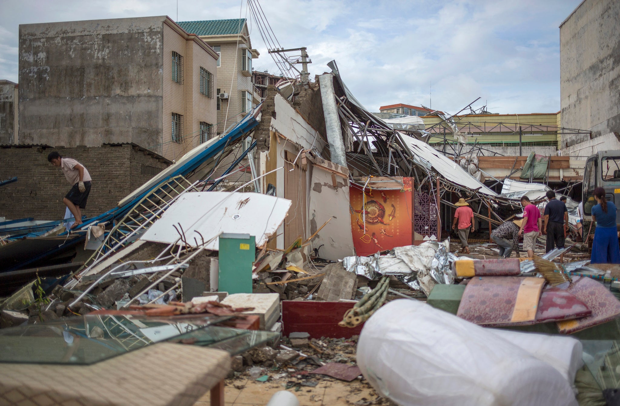 A factory building destroyed in Leizhou, Guangdong, China on 19 July