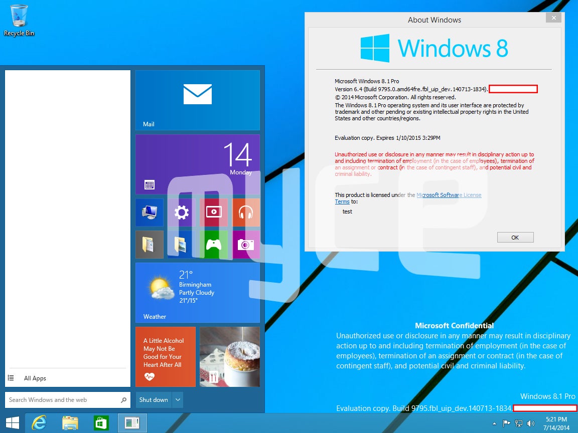 How the redesigned Start Menu might look accord to leaked images of Windows 9.