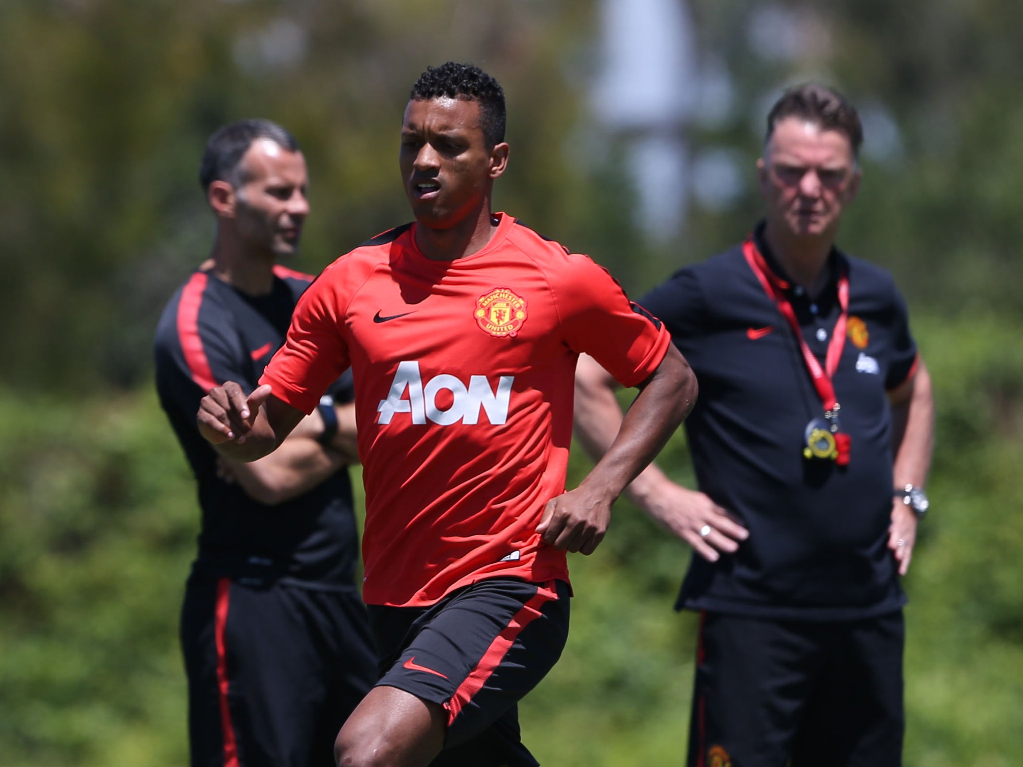 Louis van Gaal watches over Nani