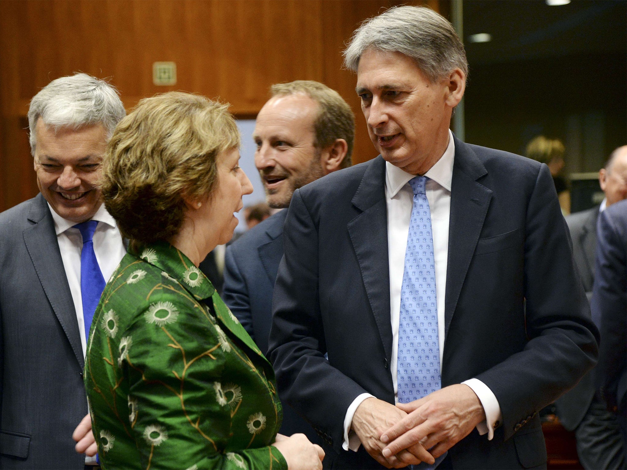 Baroness Ashton Ashton talks with Foreign Secretary Philip Hammond (Getty)