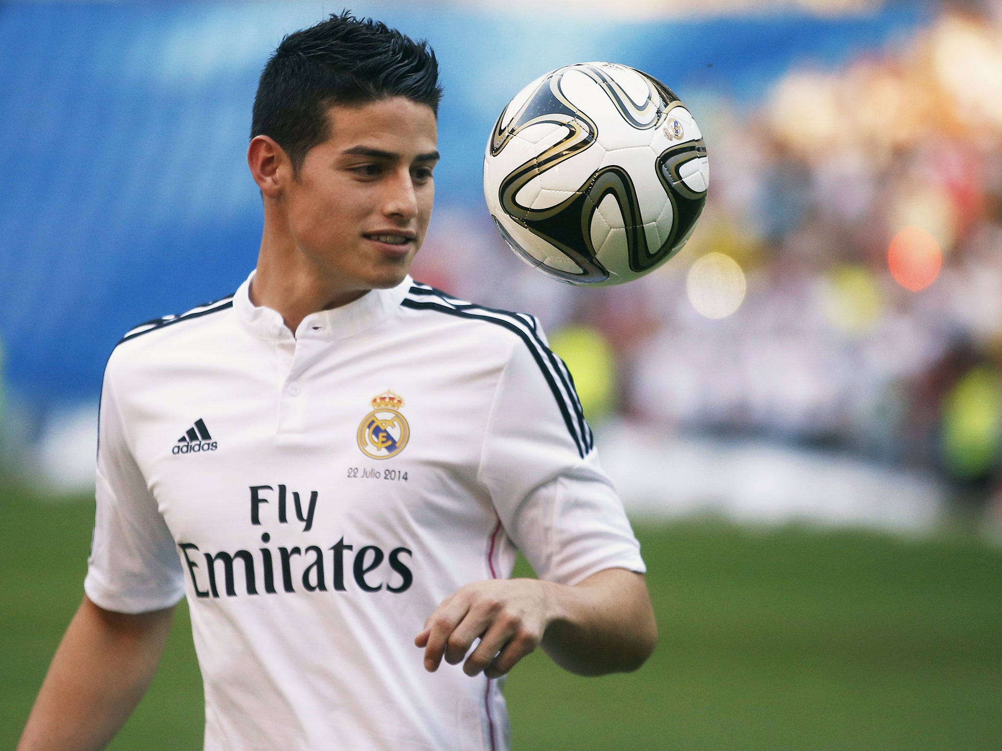 James Rodriguez at the Santiago Bernabeu after joing Real Madrid